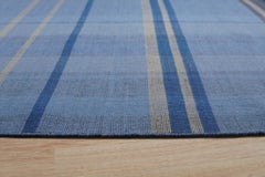 9x12 Maya Opulent Blue Kilim Geometric Plaid Modern Flatweave Wool Carpet Rug