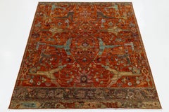 9x12 Modern Bidjar Style Tapis noué à la main en laine Rust & Sage Motifs persans