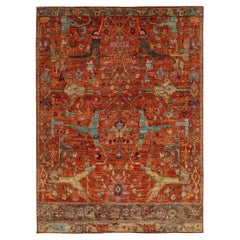 9x12 Modern Bidjar Style Tapis noué à la main en laine Rust & Sage Motifs persans