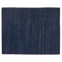 Tapis marocain moderne bleu marine de 9'x12'