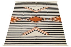 9x12 Modern Navajo-Inspired Geometric Wool Rug– Terracotta, Black & Cream