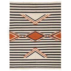 9x12 Modern Navajo-Inspired Geometric Wool Rug– Terracotta, Black & Cream