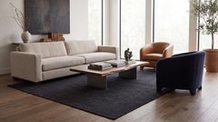 9x12 Modernist Indian Handmade Wool & Bamboo Silk Rug in Charcoal