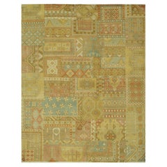 9x12 Multicolor Hand-Knotted Wool Patchwork Mosaic Traditional Carpet Rug