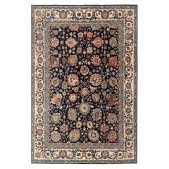 9x12 Navy Cream Hand Knotted Persian Wool Rug ( 3598 )