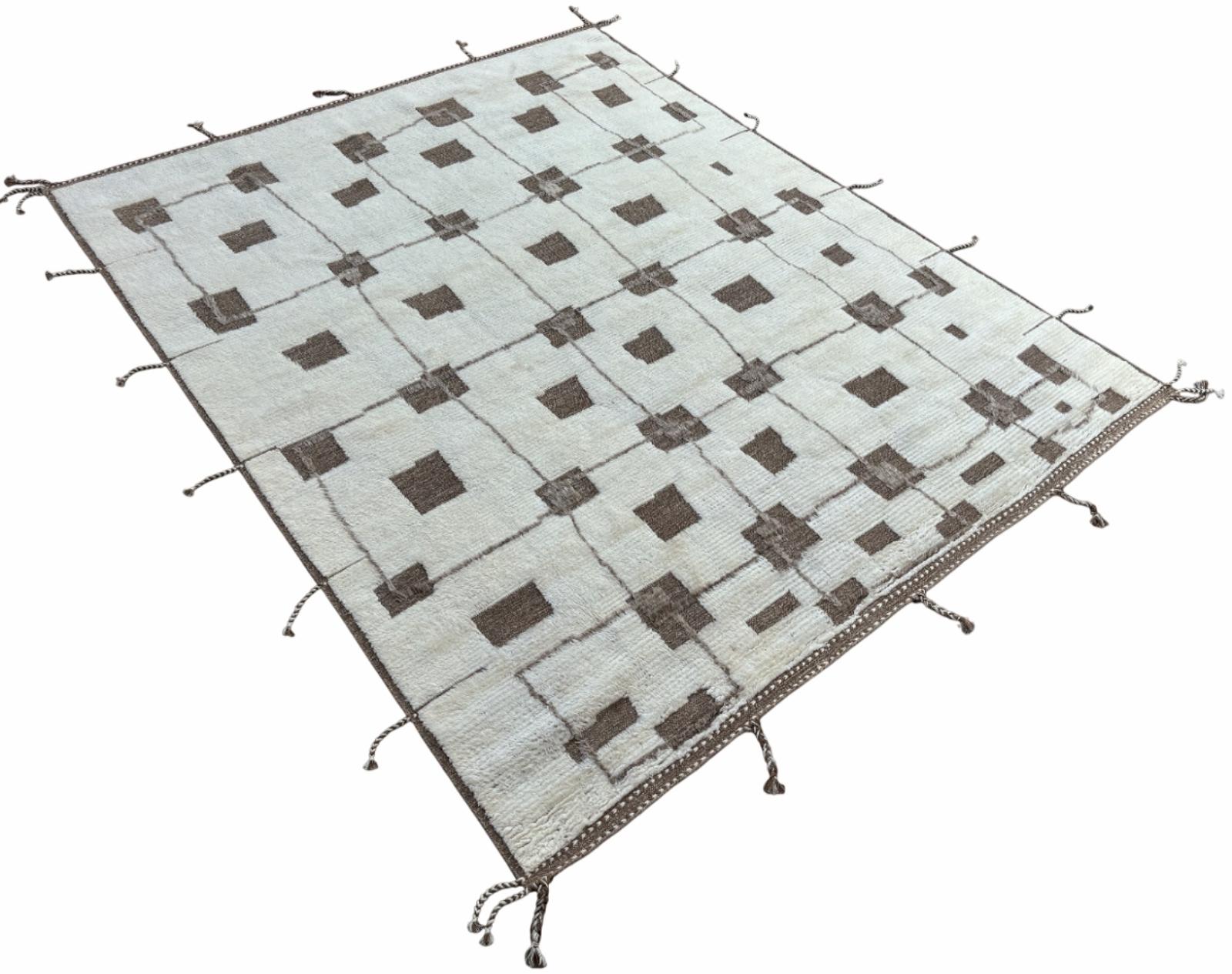 Turco Tappeto di design marocchino fatto a mano 9'x12'. 100% Lana naturale. Opzioni personalizzate disponibili in vendita
