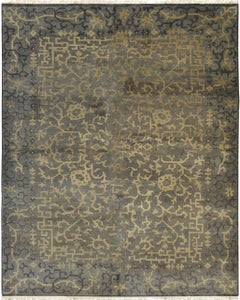 9x12 Noir Dynasty Black Traditional Geometric Handmade Ningxia Wool Carpet Rug
