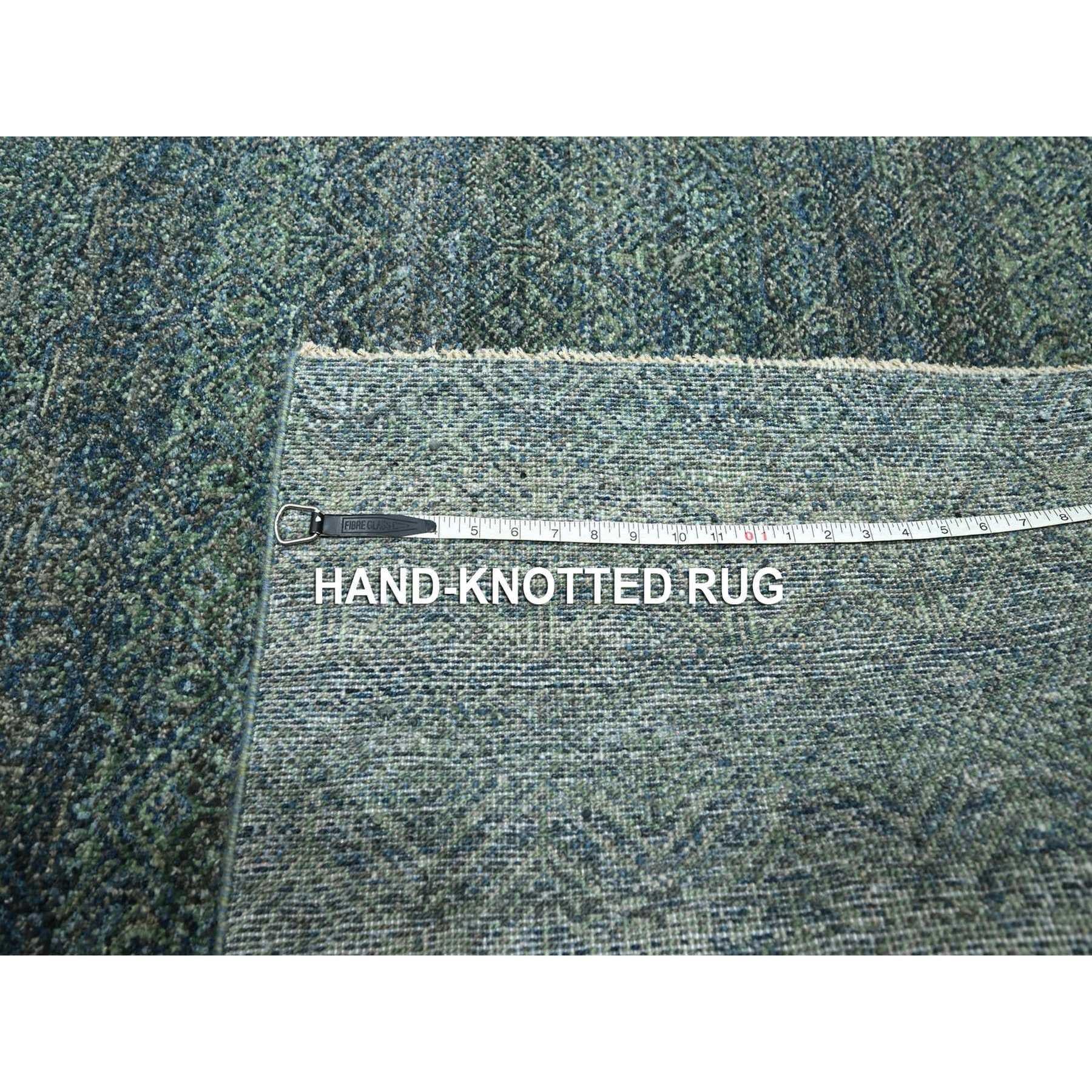 9'x12' Bleu océan Kohinoor Herat Small Geometric Design Tapis de laine noué à la main en vente 3