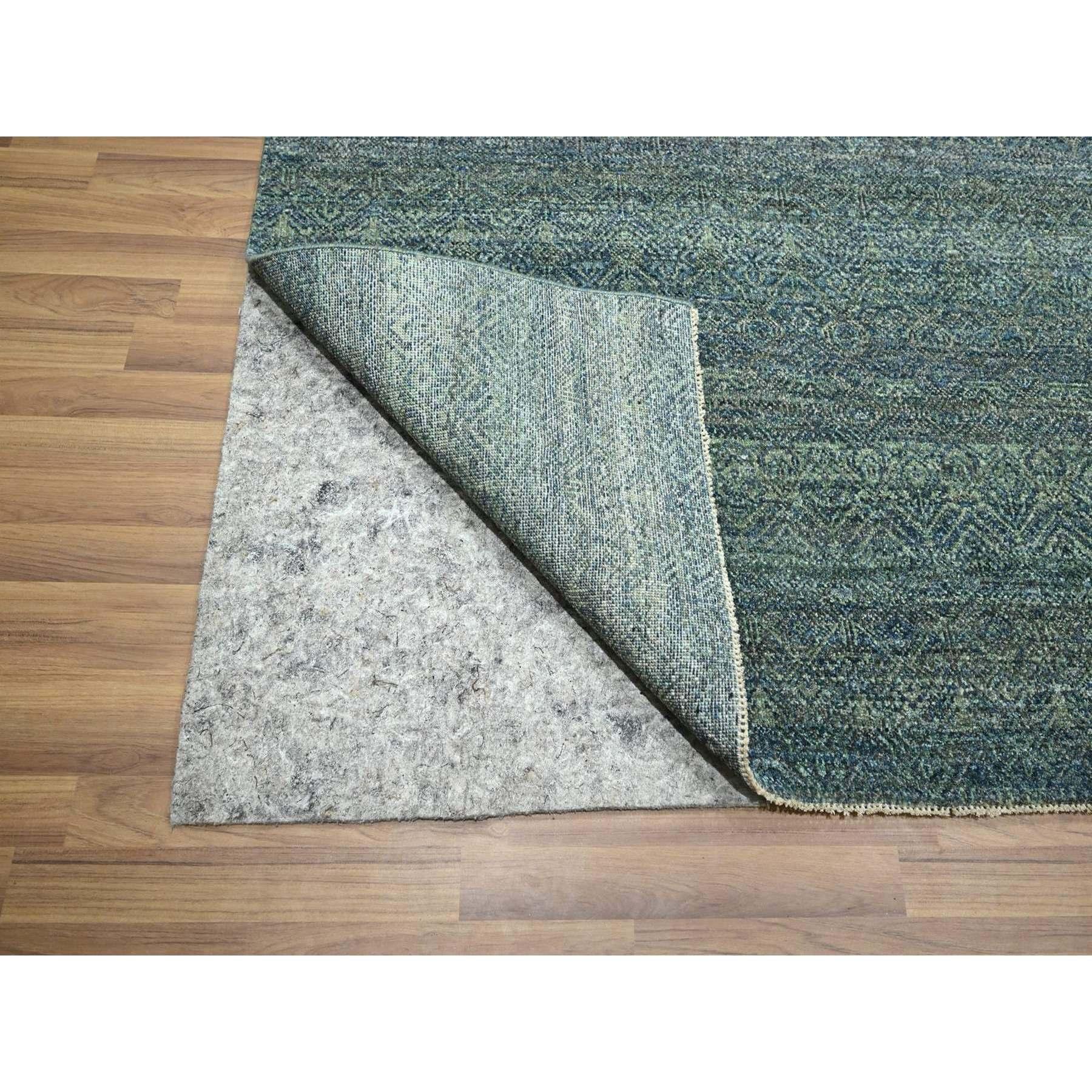 Indien 9'x12' Bleu océan Kohinoor Herat Small Geometric Design Tapis de laine noué à la main en vente