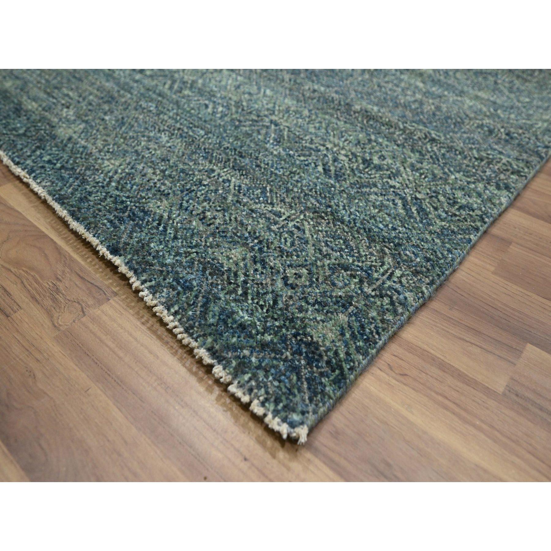 9'x12' Bleu océan Kohinoor Herat Small Geometric Design Tapis de laine noué à la main Neuf - En vente à Carlstadt, NJ