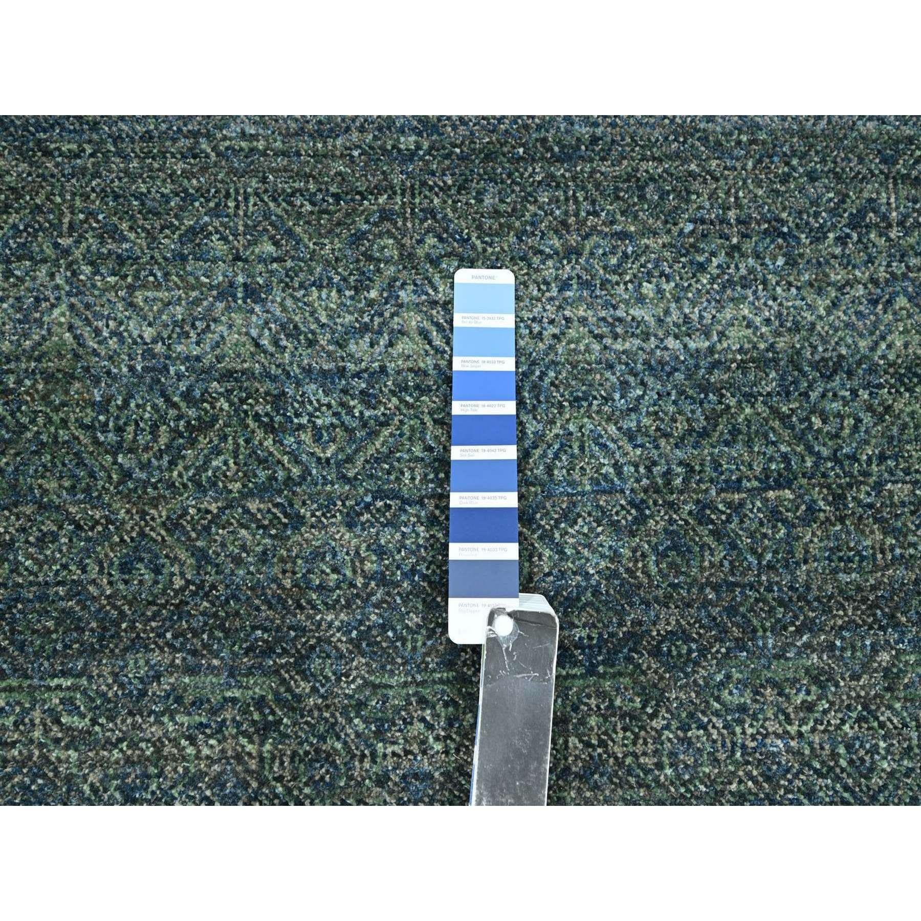 XXIe siècle et contemporain 9'x12' Bleu océan Kohinoor Herat Small Geometric Design Tapis de laine noué à la main en vente