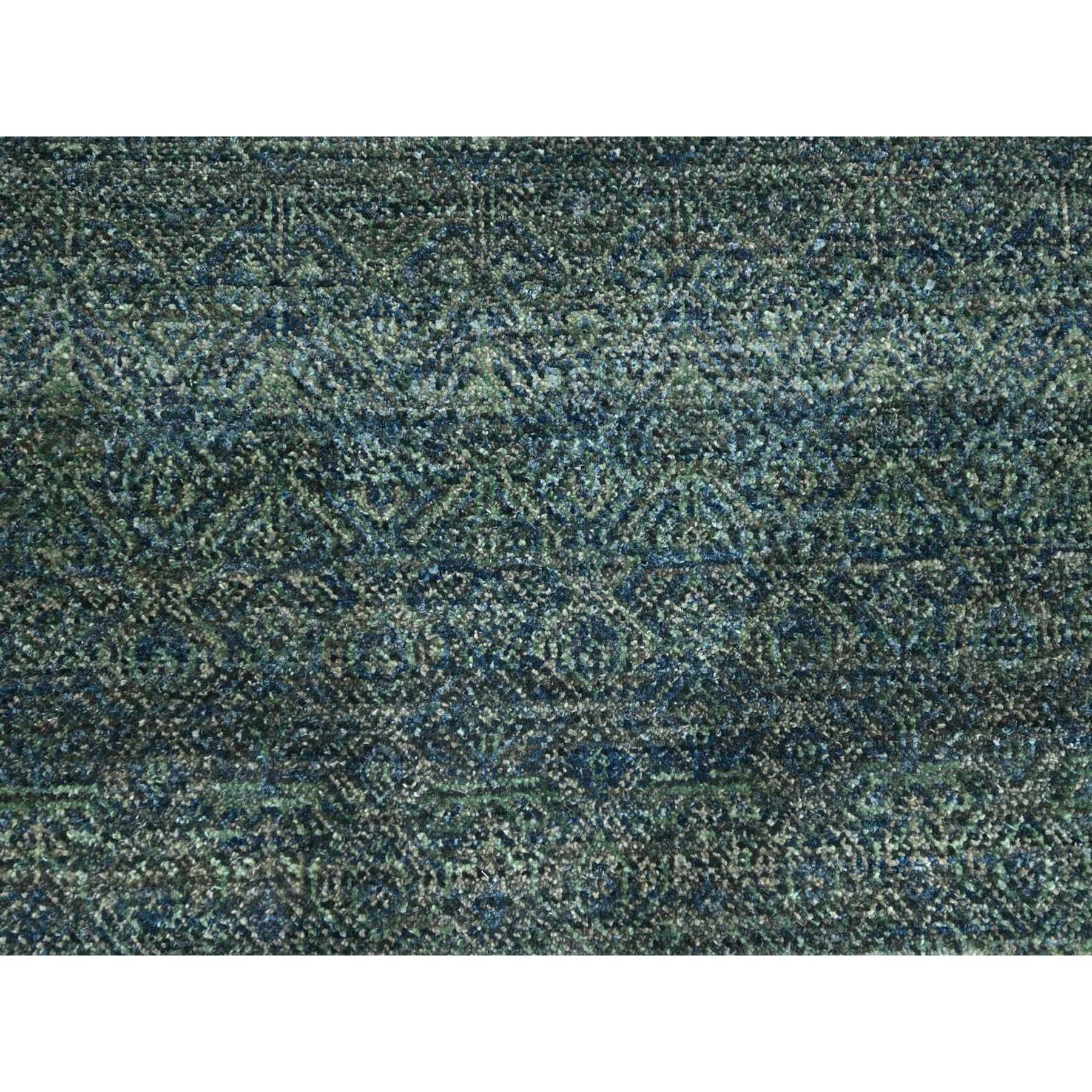 Laine 9'x12' Bleu océan Kohinoor Herat Small Geometric Design Tapis de laine noué à la main en vente