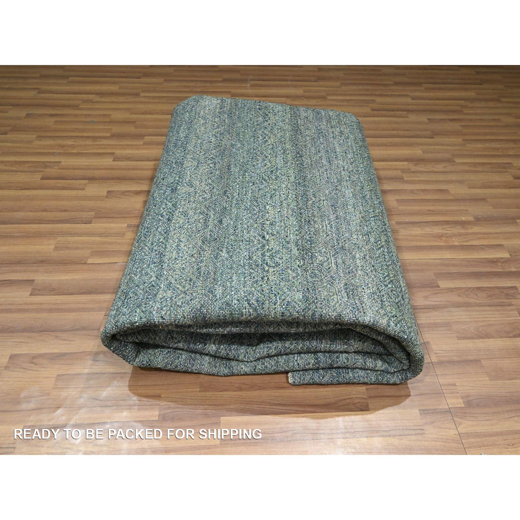 9'x12' Bleu océan Kohinoor Herat Small Geometric Design Tapis de laine noué à la main en vente 1