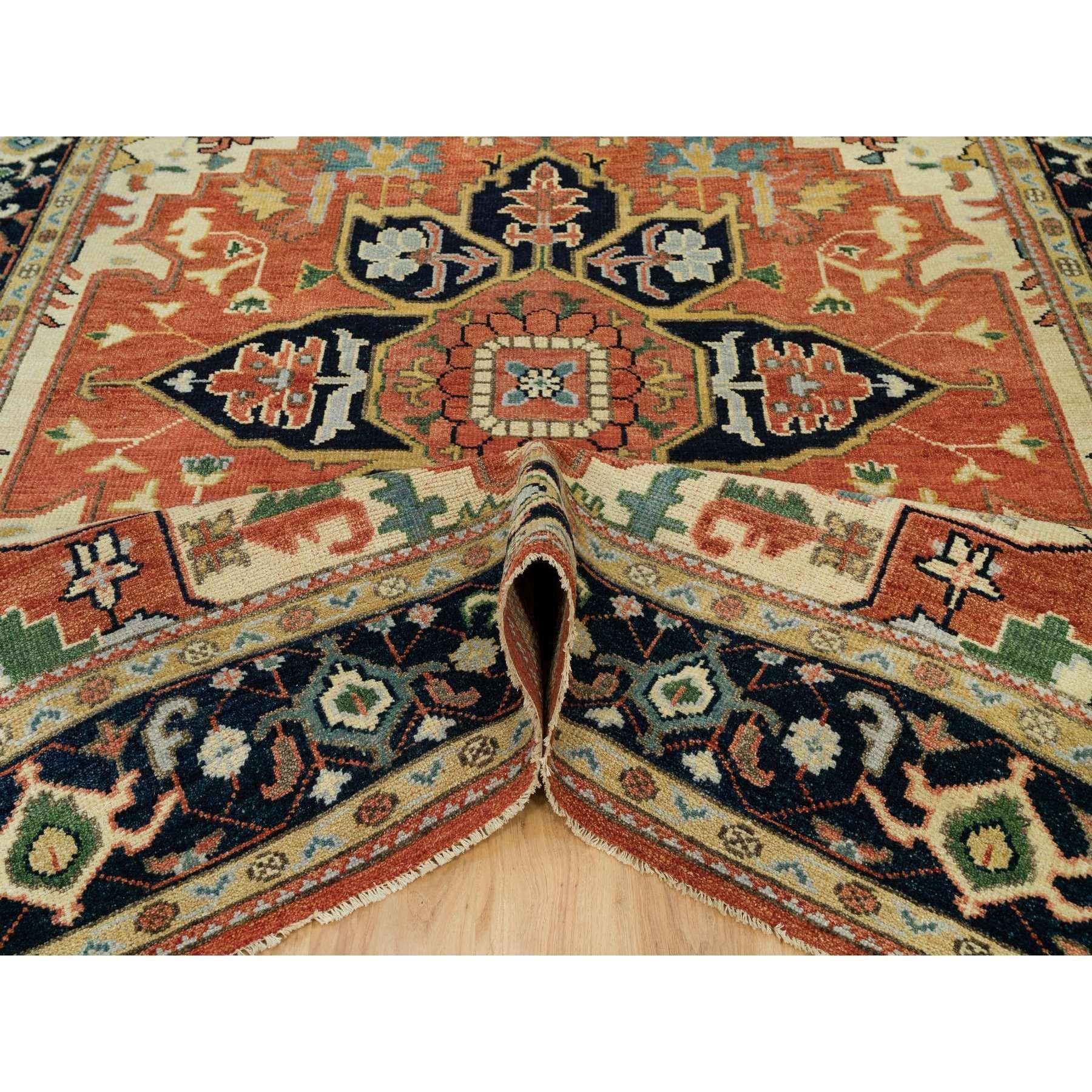 Annodato a mano 9'x12' Rosso ocra Morbido Serapi Heris in Lana Annodato a Mano Tappeto Orientale in vendita