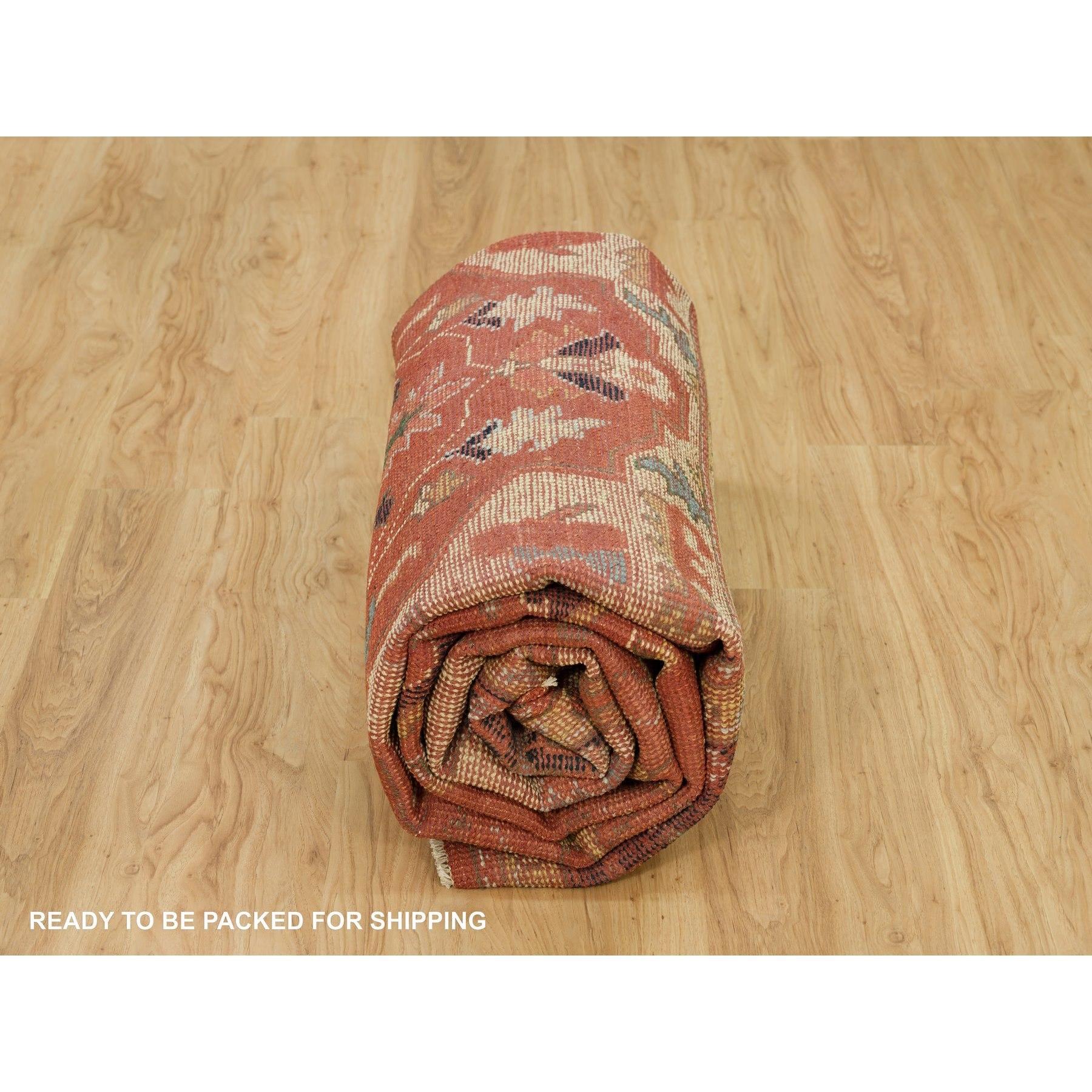 9'x12' Rosso ocra Morbido Serapi Heris in Lana Annodato a Mano Tappeto Orientale in vendita 1