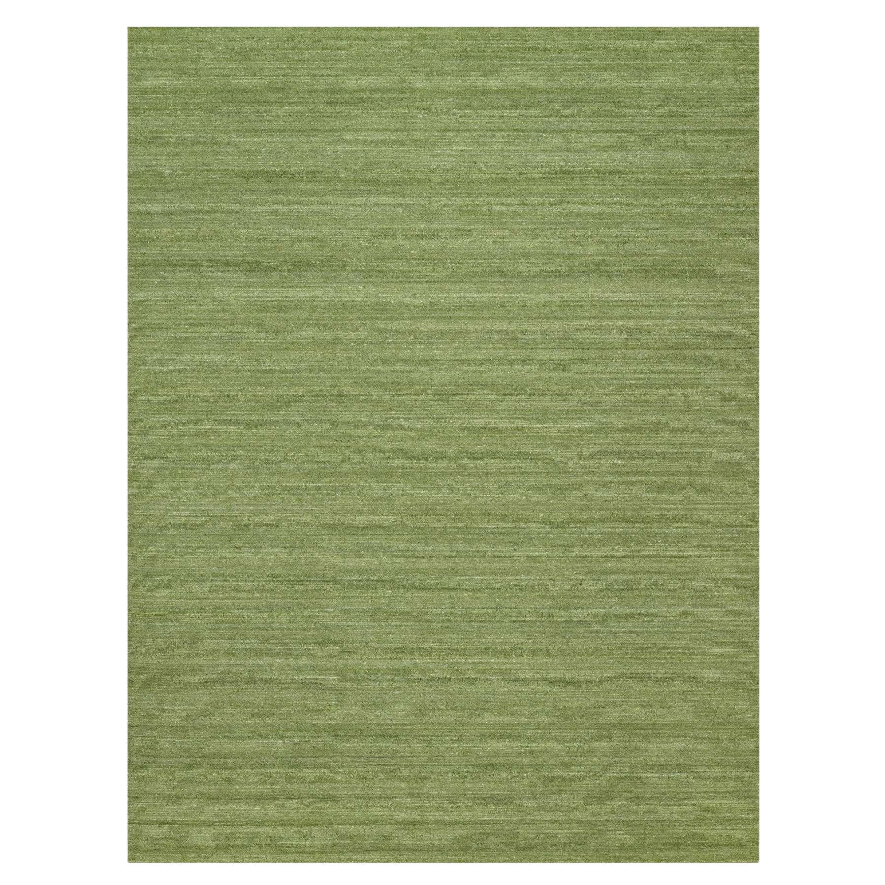 9
x12
 Olive Green Plain Modern Striae Design Soft Wool Hand Loomed Rug