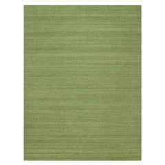 9
x12
 Olive Green Plain Modern Striae Design Soft Wool Hand Loomed Rug