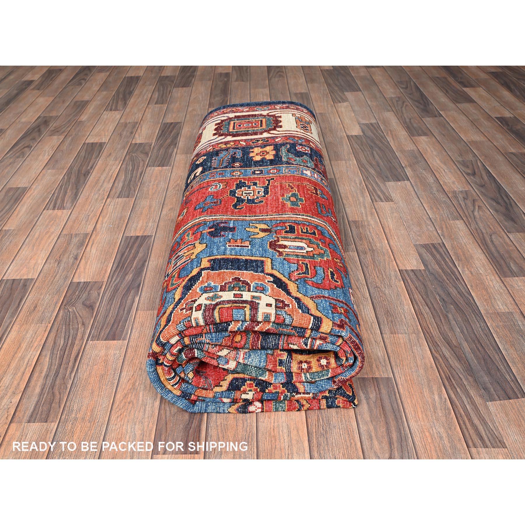 9'x12' Orange Serapi Heriz Bakshaish Design Handgeknüpft Wolle Orientteppich im Angebot 5