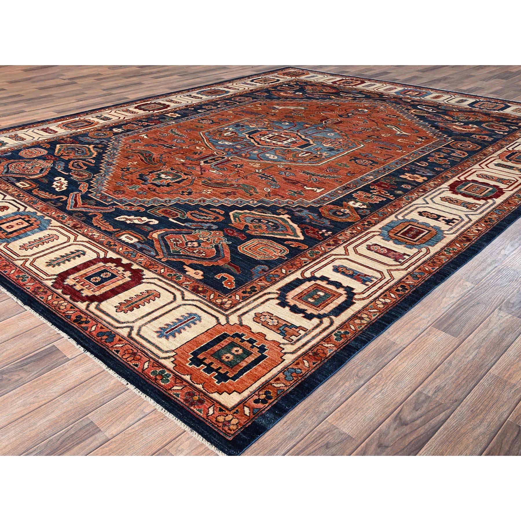 9'x12' Orange Serapi Heriz Bakshaish Design Handgeknüpft Wolle Orientteppich (Afghanisch) im Angebot