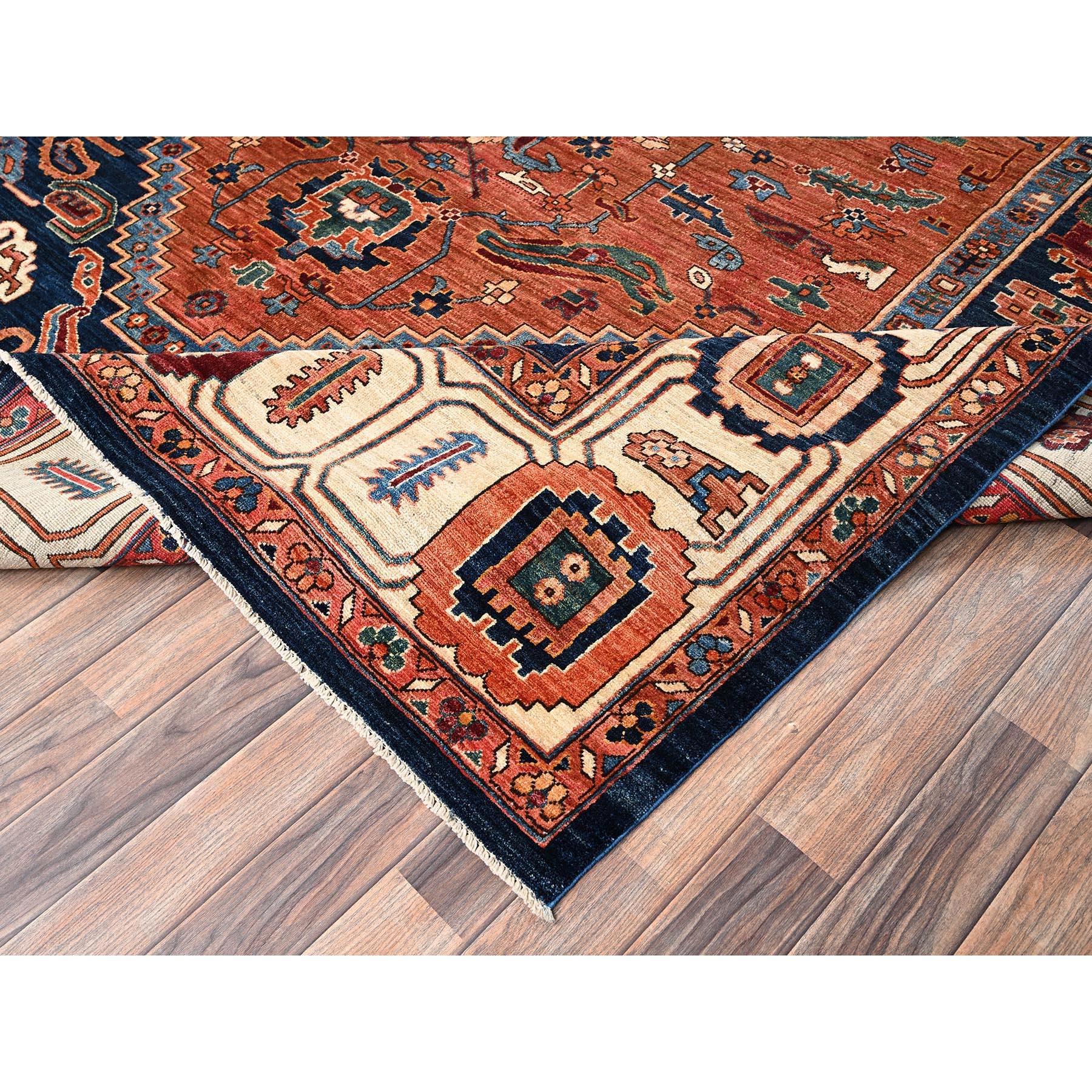 9'x12' Orange Serapi Heriz Bakshaish Design Handgeknüpft Wolle Orientteppich im Angebot 2