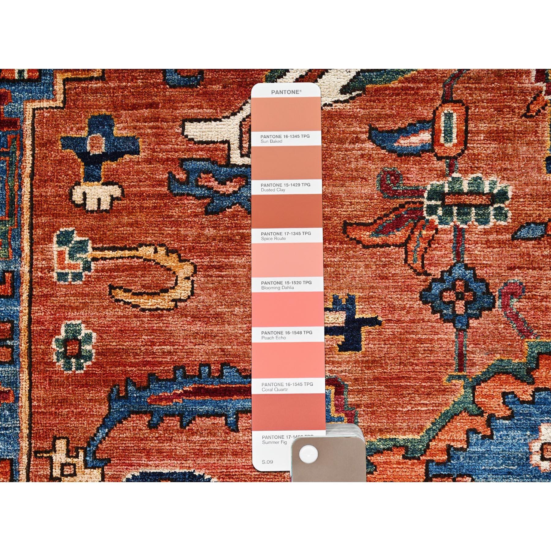 9'x12' Orange Serapi Heriz Bakshaish Design Handgeknüpft Wolle Orientteppich im Angebot 3
