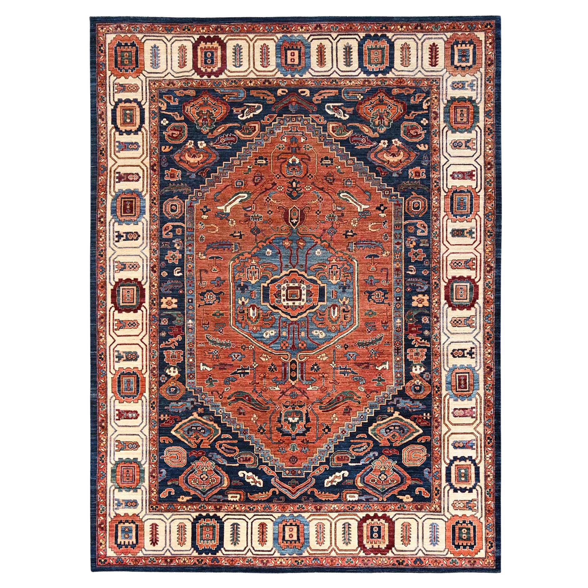 9
x12
Orange Serapi Heriz Bakshaish Design Handgeknüpft Wolle Orientteppich