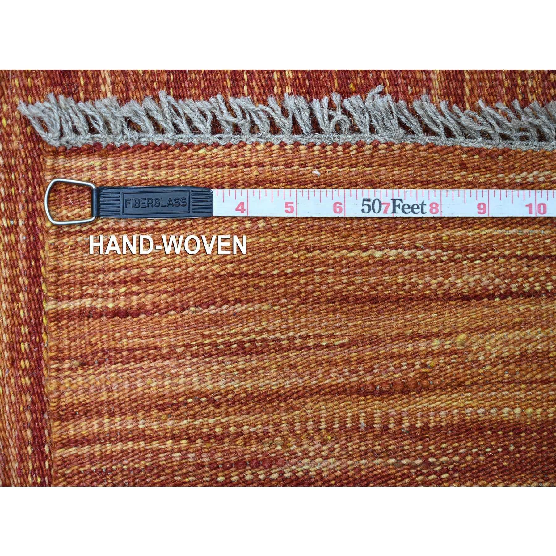 9'x12' Orange Solid Design Hand Woven Afghan Kilim Mixed Wool Tapis d'Orient en vente 5