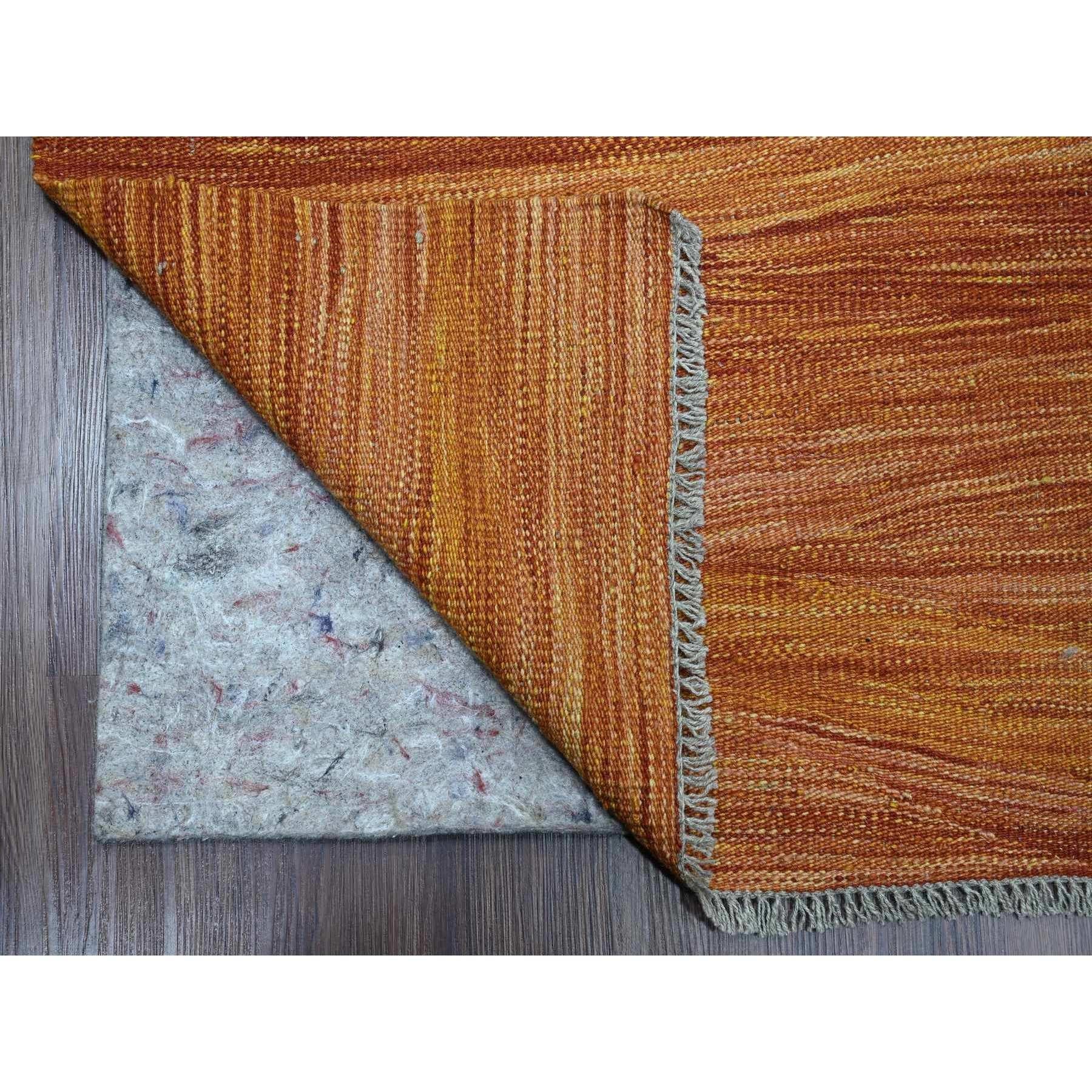 9'x12' Orange Solid Design Hand Woven Afghan Kilim Mixed Wool Tapis d'Orient Neuf - En vente à Carlstadt, NJ