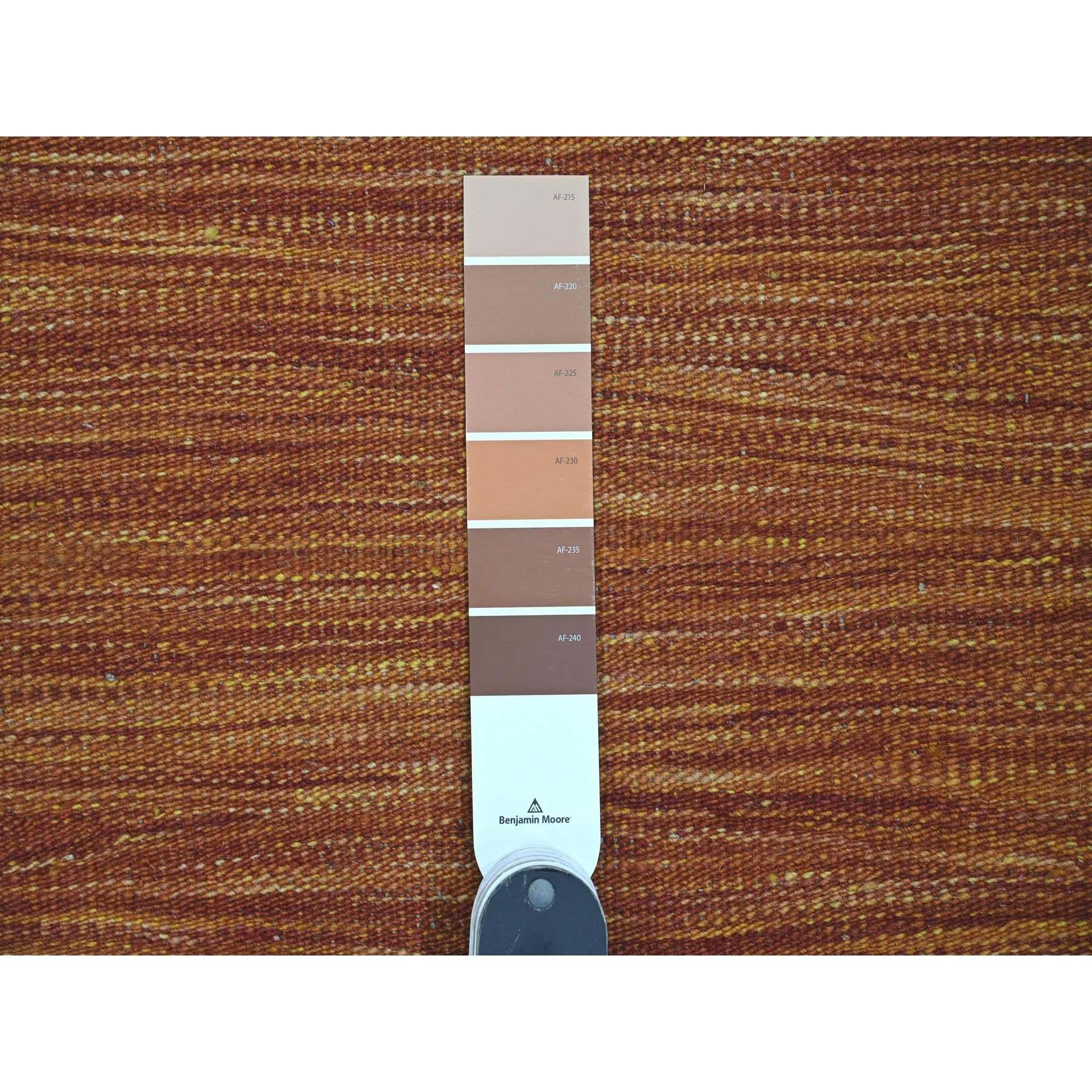 9'x12' Orange Solid Design Hand Woven Afghan Kilim Mixed Wool Tapis d'Orient en vente 1