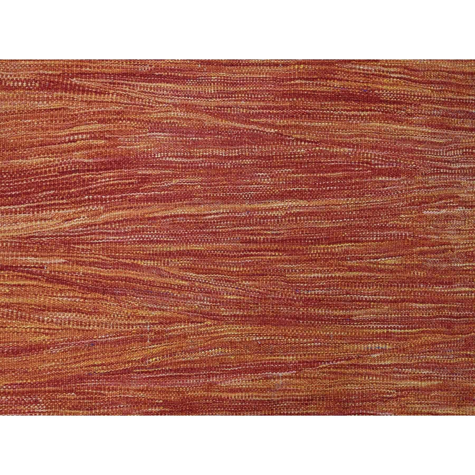 9'x12' Orange Solid Design Hand Woven Afghan Kilim Mixed Wool Tapis d'Orient en vente 2