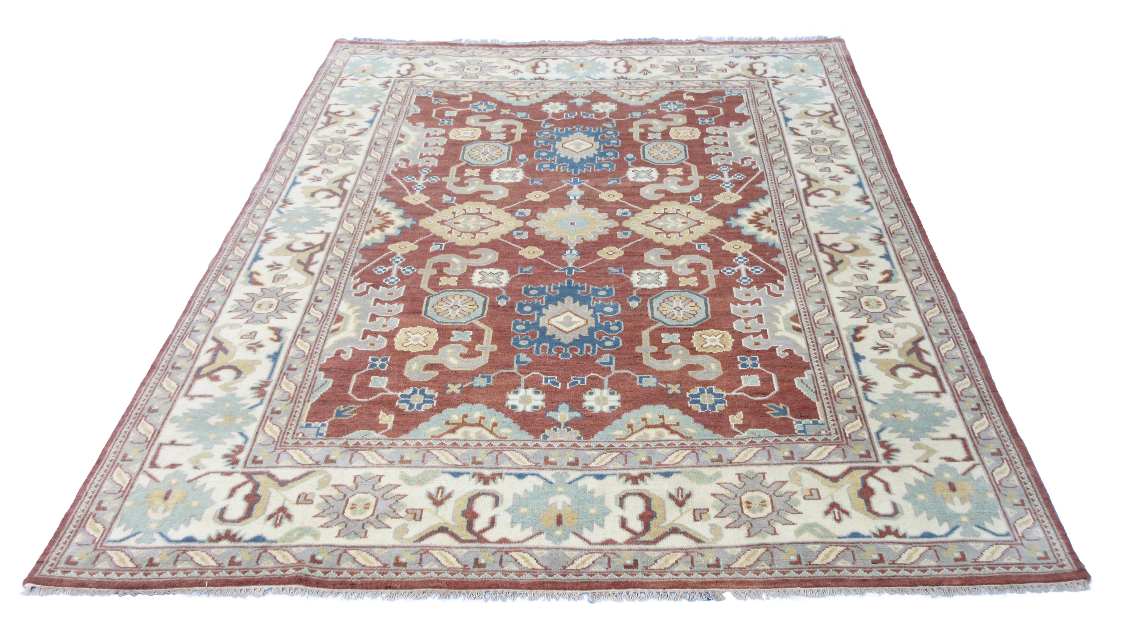 Indian Oushak Area Rug For Sale