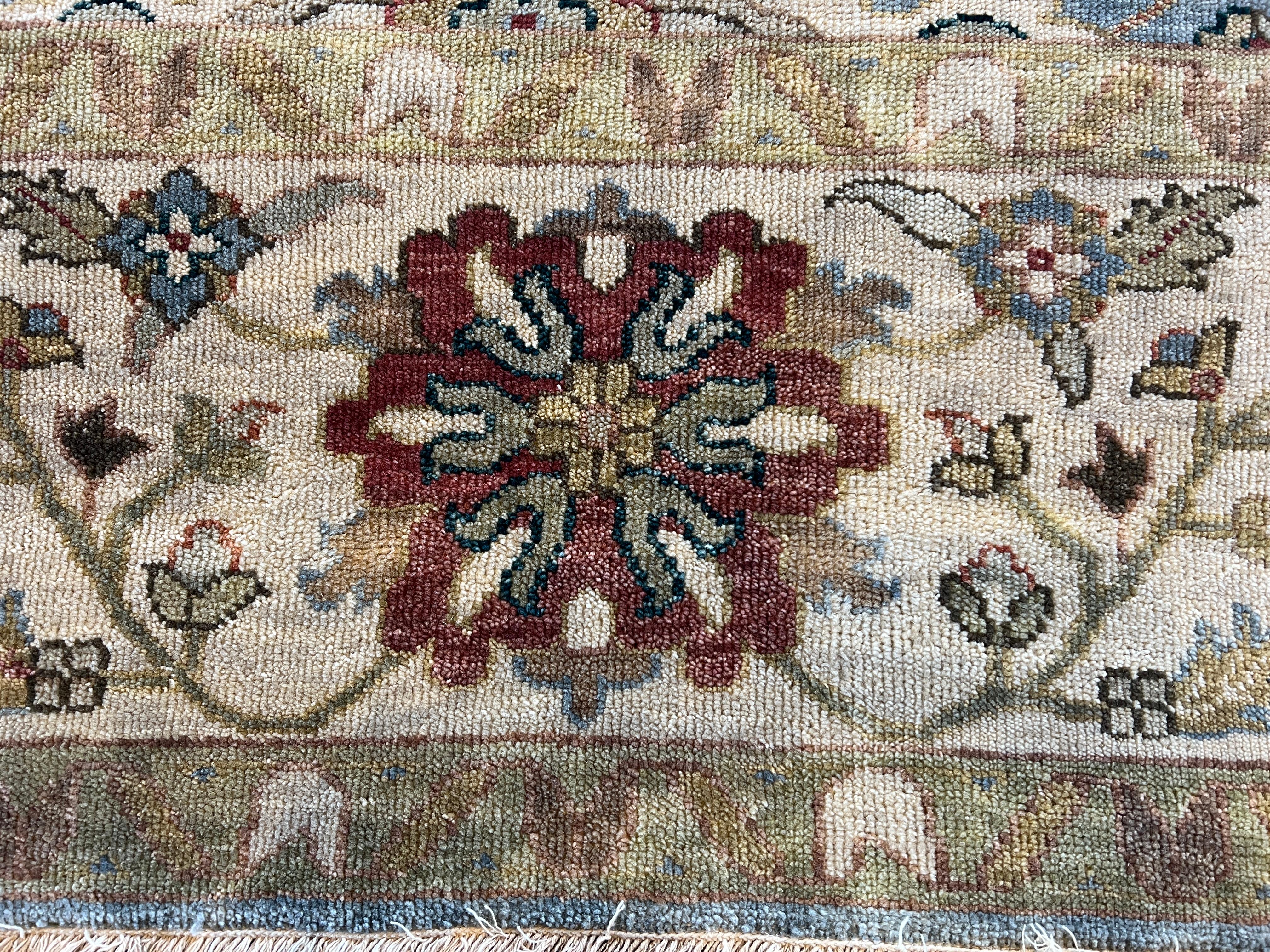 Indian 9'x12' Oushak Blues Floral Design Rug For Sale