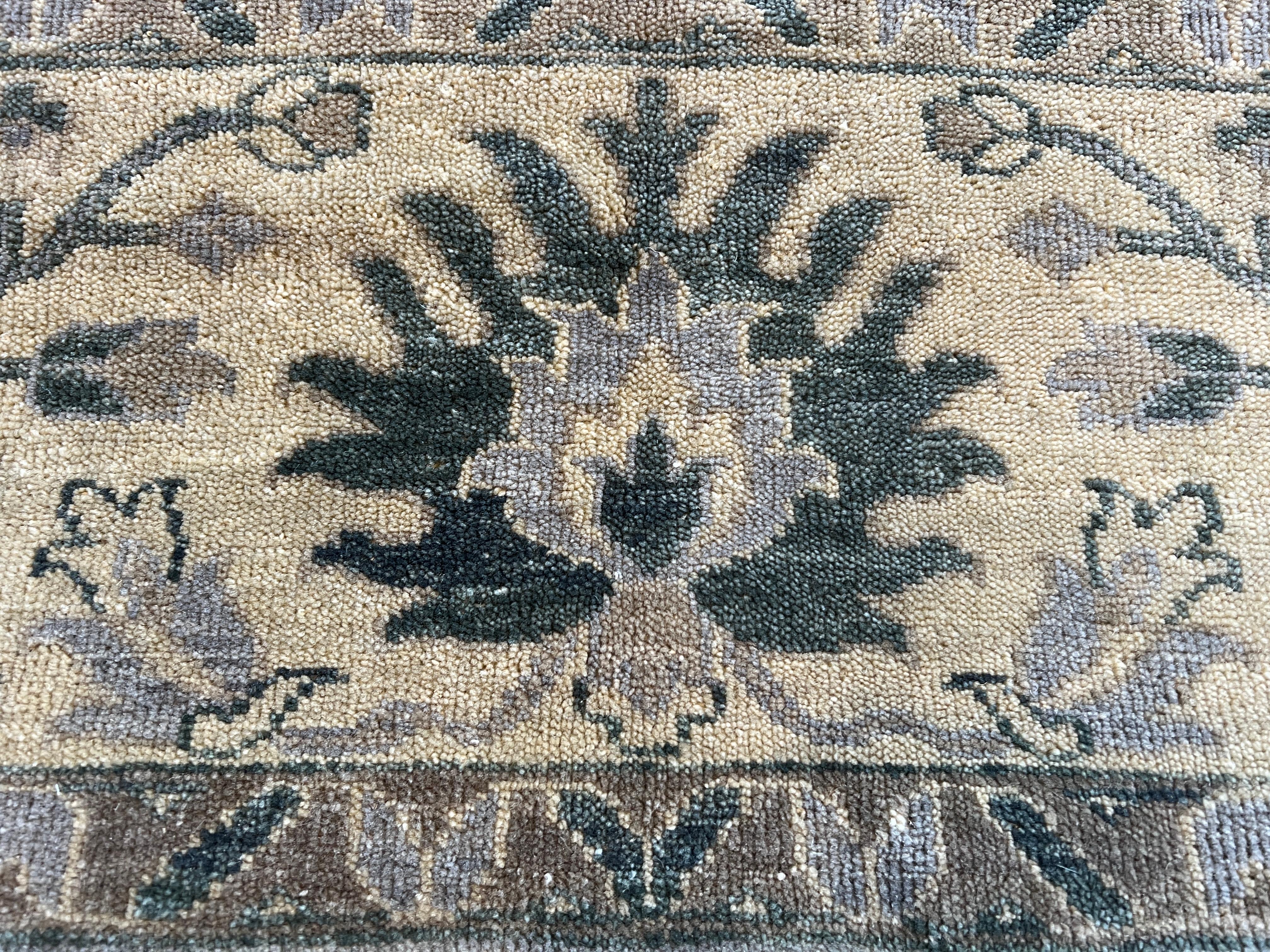 Hand-Knotted 9'x12' Oushak Grays and Blues Floral Design Rug For Sale