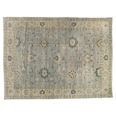 9'x12' Oushak Grays and Blues Floral Design Rug