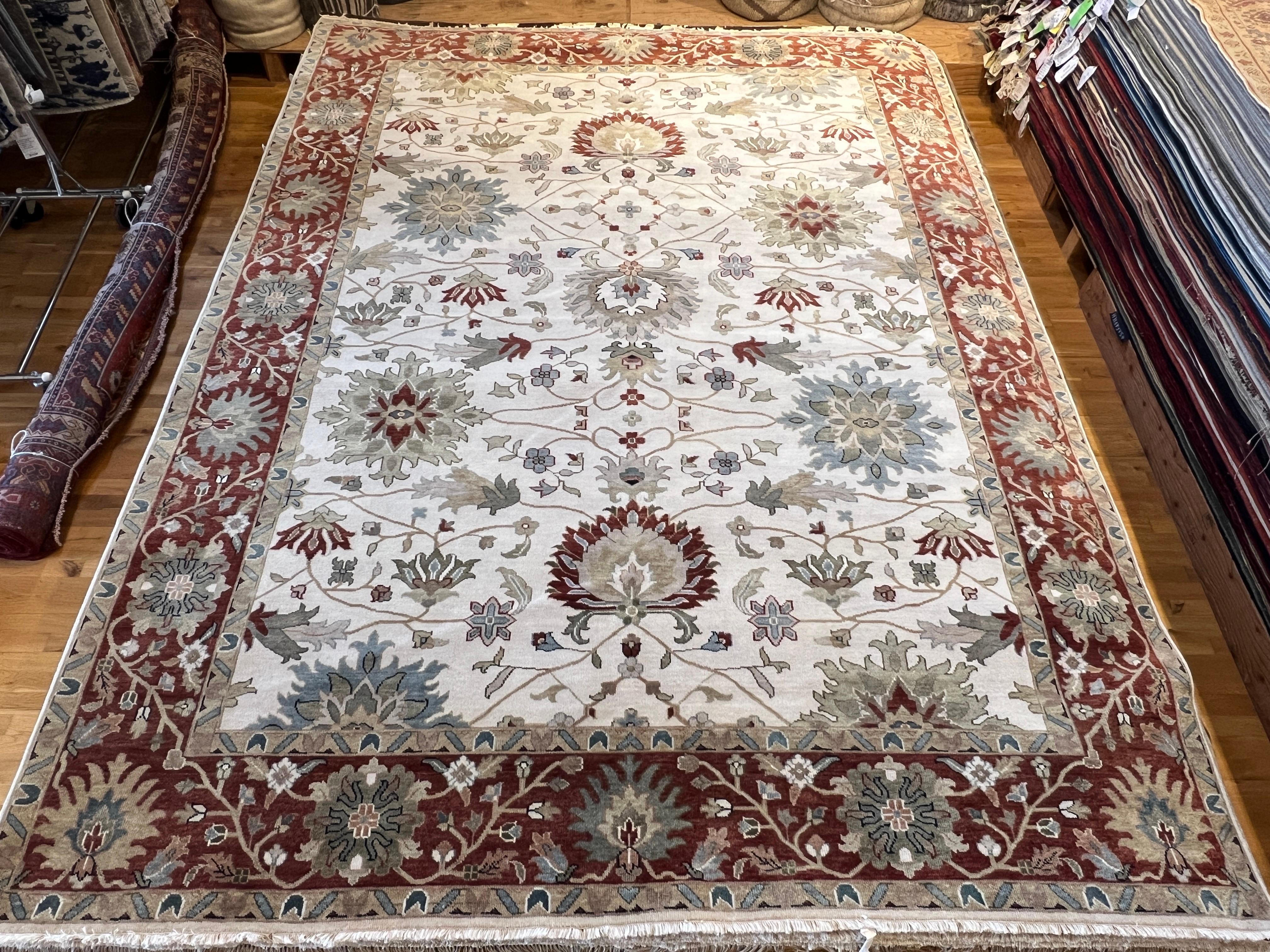 9'x12' Oushak Reds Floral Design Teppich im Angebot 3