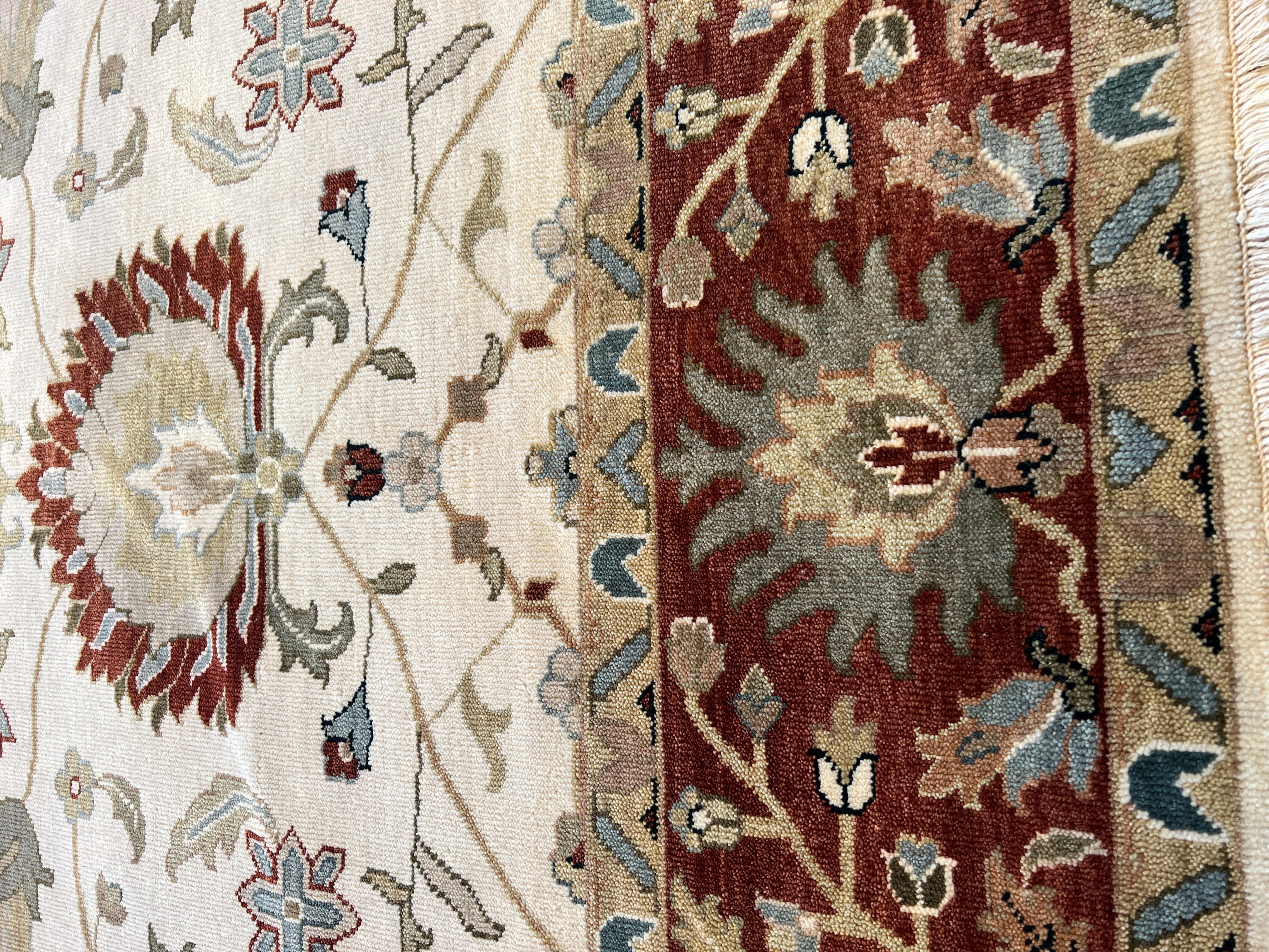 Annodato a mano Tappeto Oushak Reds Floral Design 9'x12' in vendita