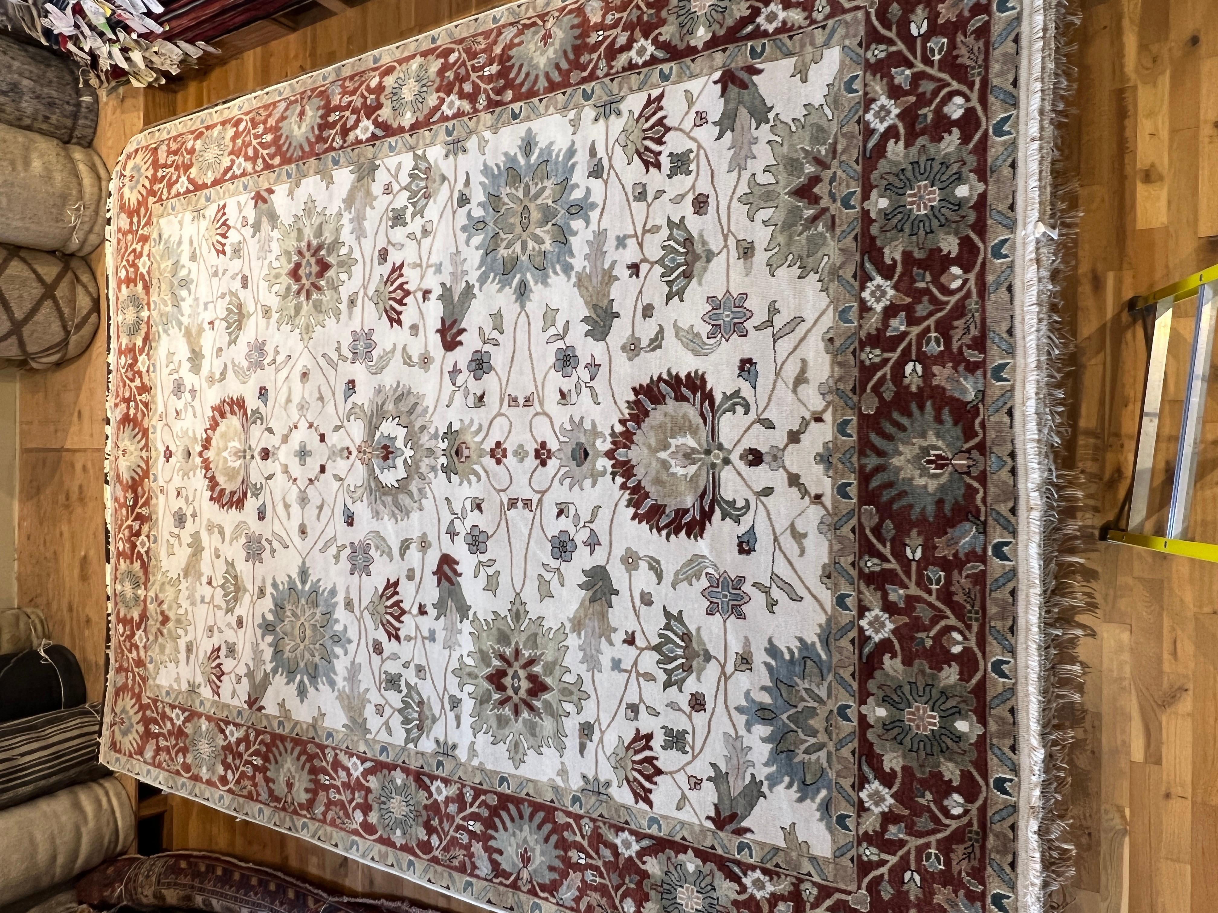 Tappeto Oushak Reds Floral Design 9'x12' in vendita 1