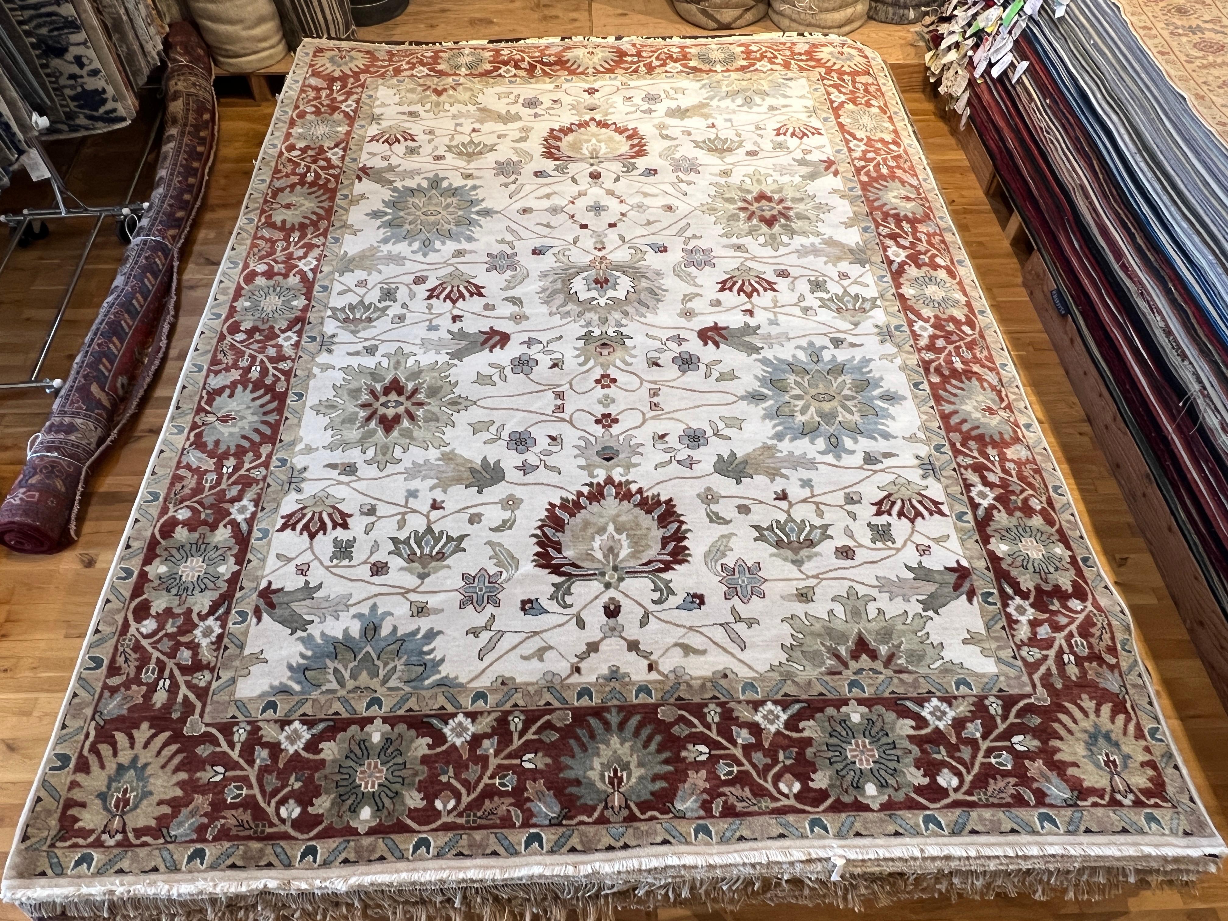 Tappeto Oushak Reds Floral Design 9'x12' in vendita 2