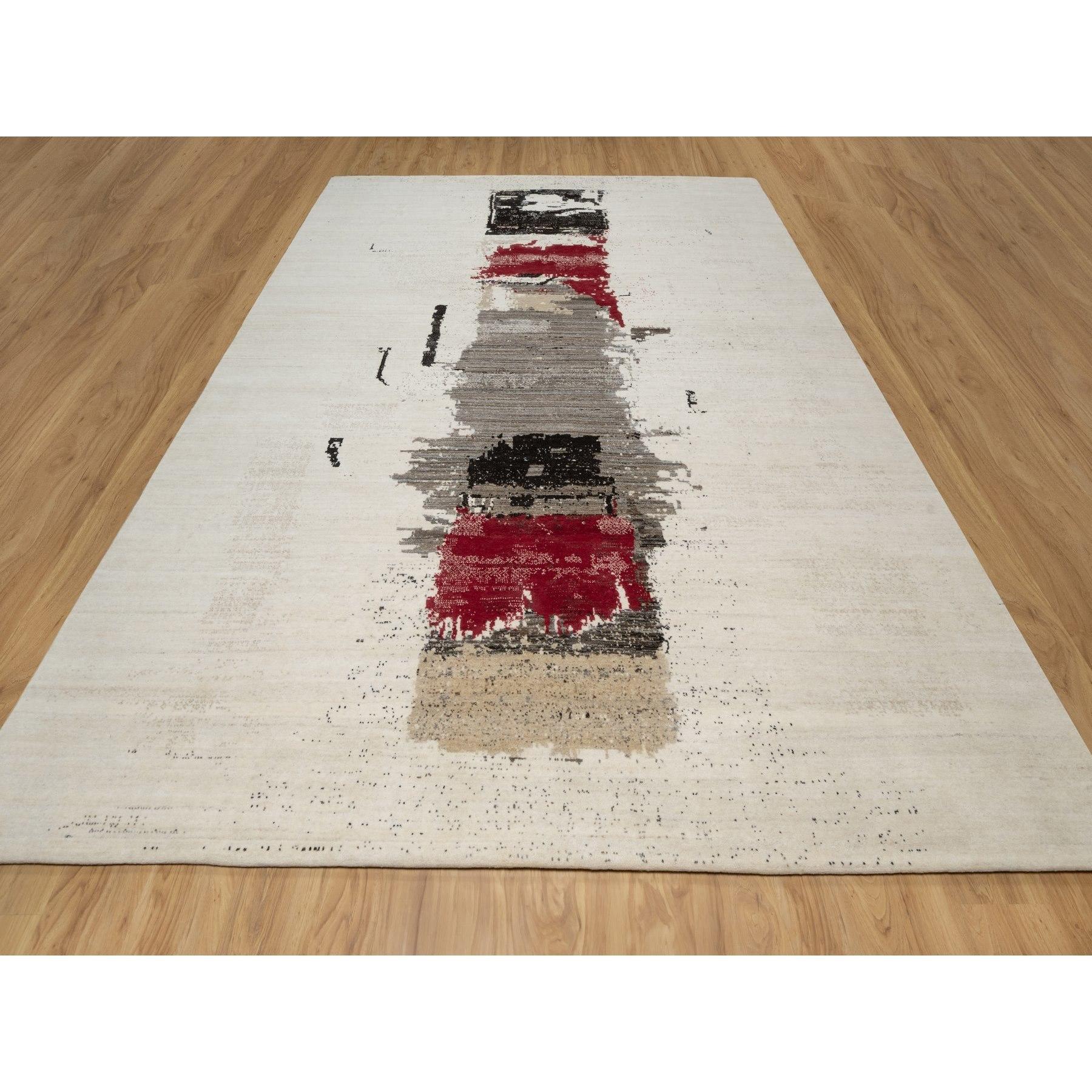 Blanco pergamino, moderna, Lori Buft Gabbeh con diseño Avant Garde, gruesa y afelpada, 100% lana, anudada a mano, pelo suave, alfombra oriental
Materiales primarios: Lana
Látex: Sin pelo 
altura: 0,25 Pulgadas
Estilo: Transicional
Color principal: