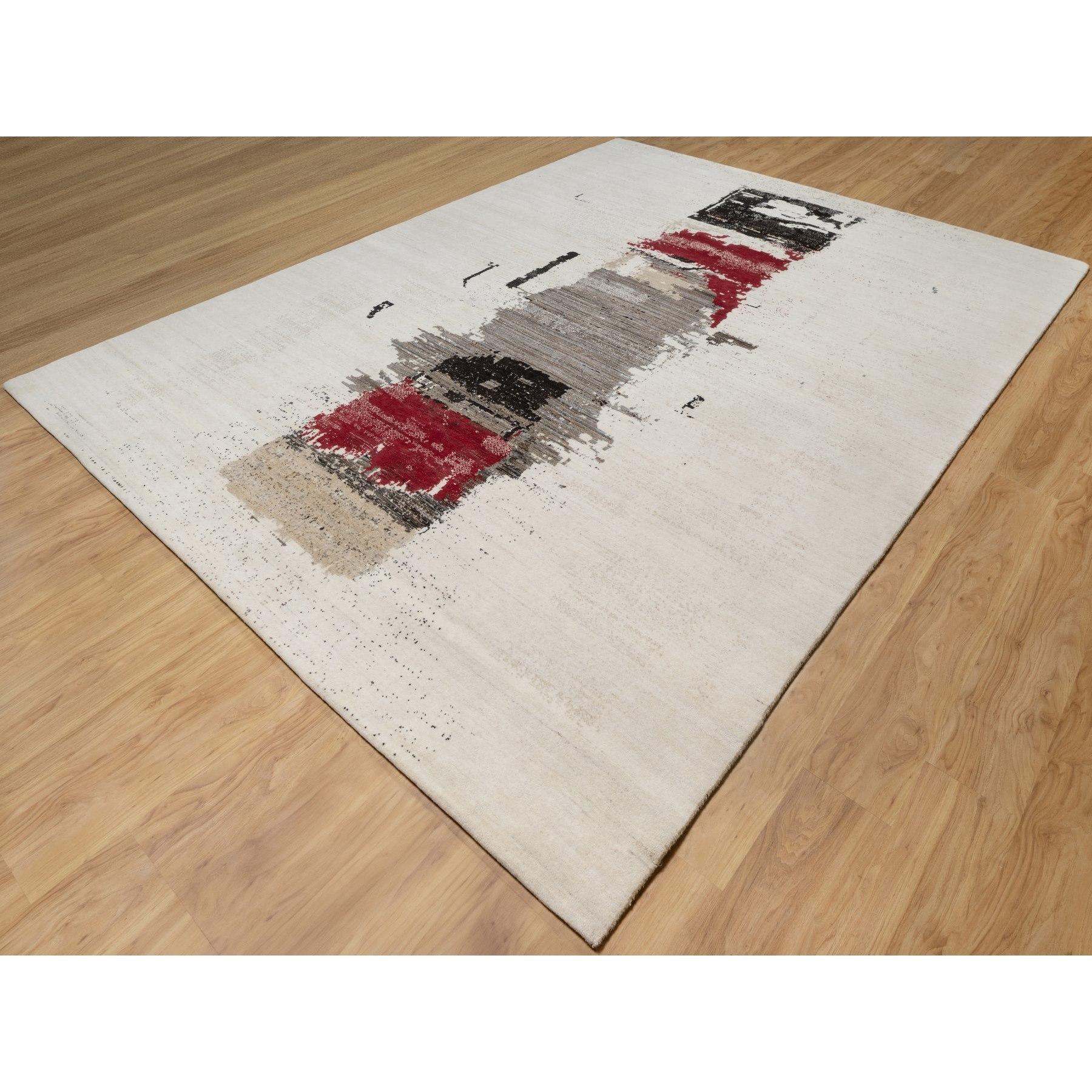Alfombra Lori Buft Gabbeh 100% Lana Anudada a Mano, 9'x12' Blanco Pergamino, Moderna Moderno en venta