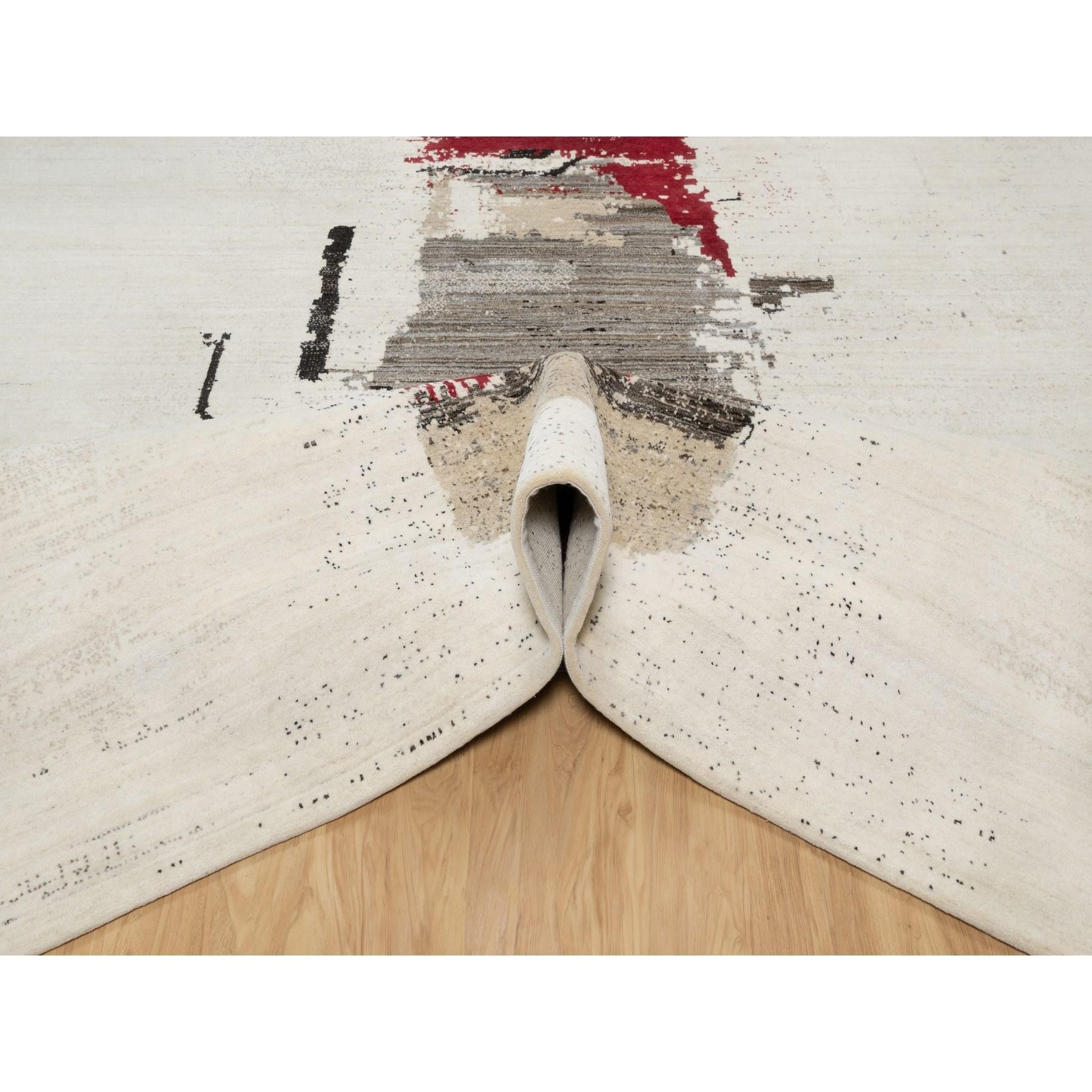 Alfombra Lori Buft Gabbeh 100% Lana Anudada a Mano, 9'x12' Blanco Pergamino, Moderna Anudado a mano en venta