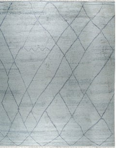 9x12 Penelope Diamond Silver Diamond Modern Hand Knotted Wool Carpet Rug