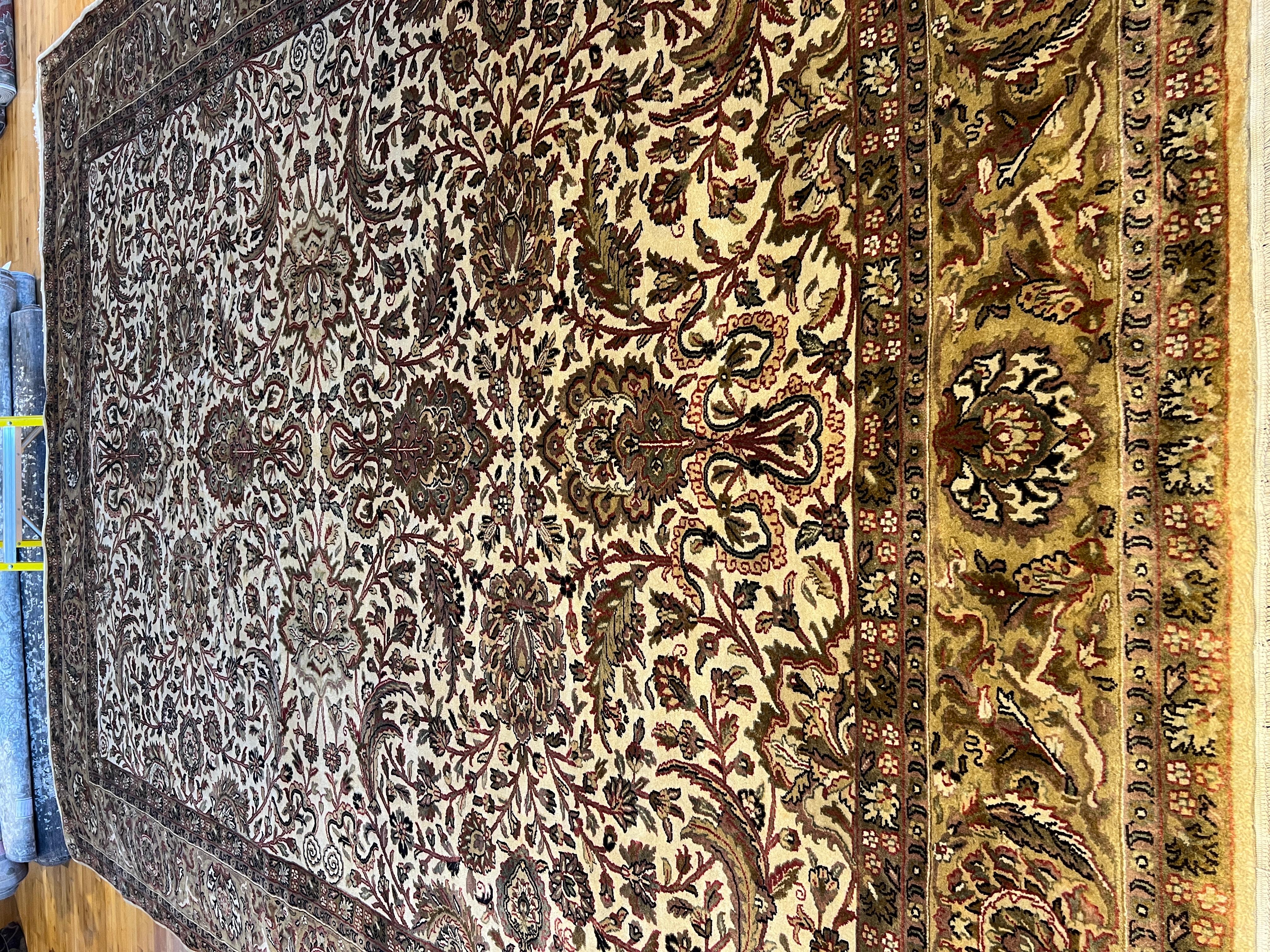 Indiano Tappeto Persiano Design/One Beige Floreale 9'x12 in vendita