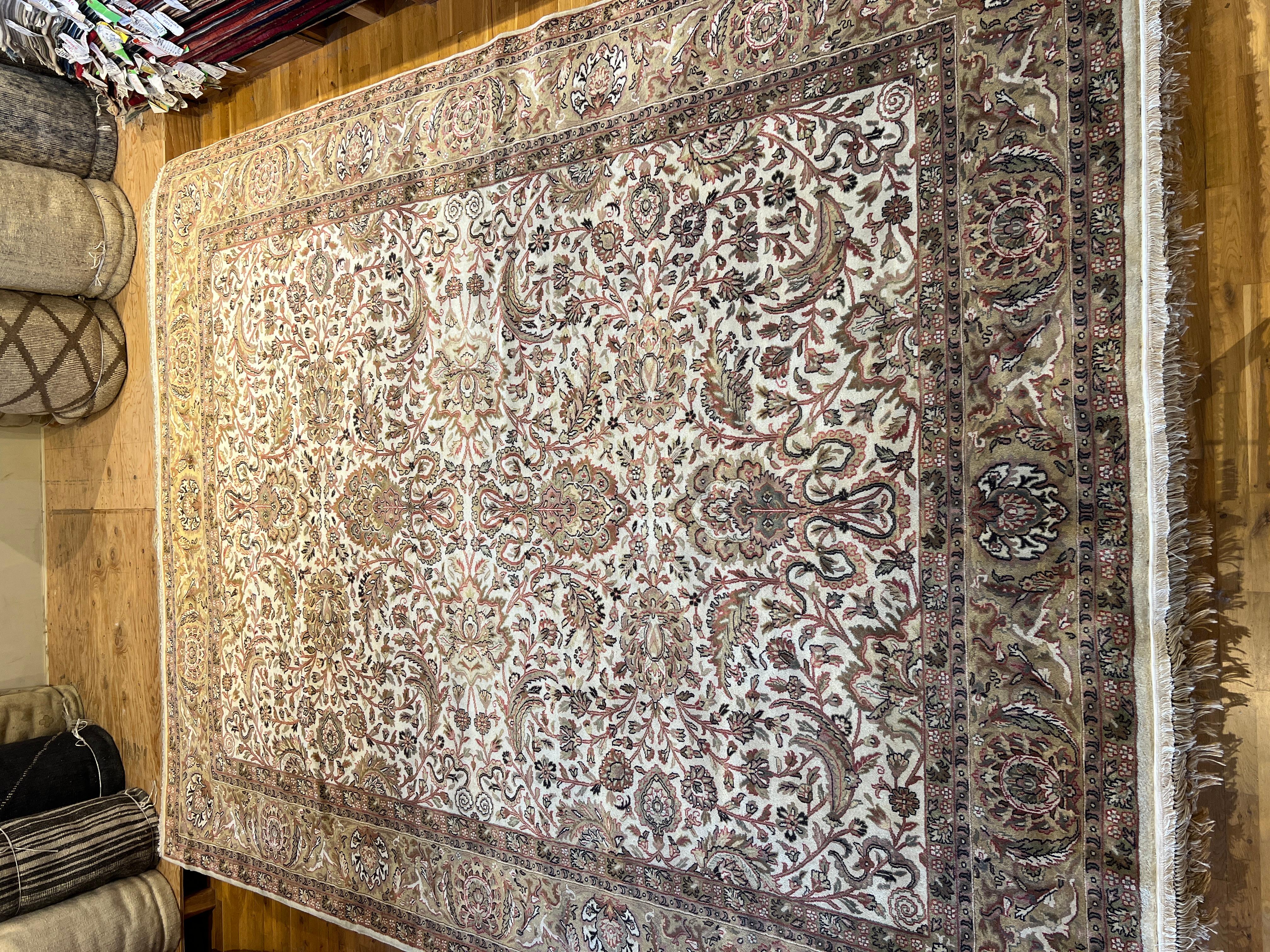 Annodato a mano Tappeto Persiano Design/One Beige Floreale 9'x12 in vendita