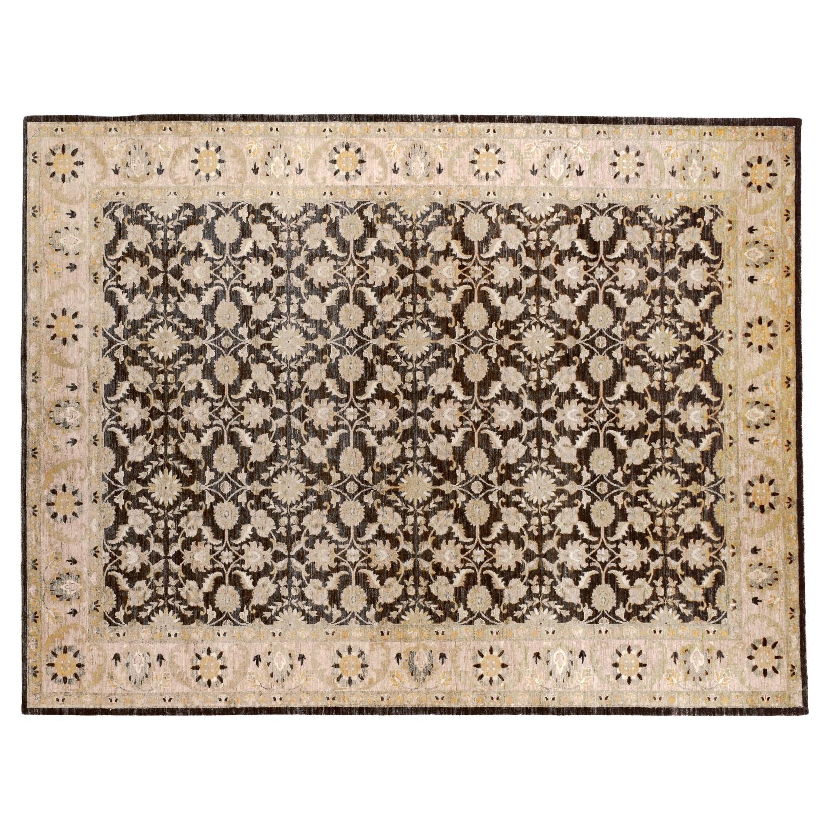 Tappeto floreale marrone Eleg dal design persiano 9'x12'