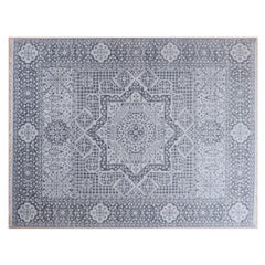9'x12' Grauer geblümter Teppich im persischen Design