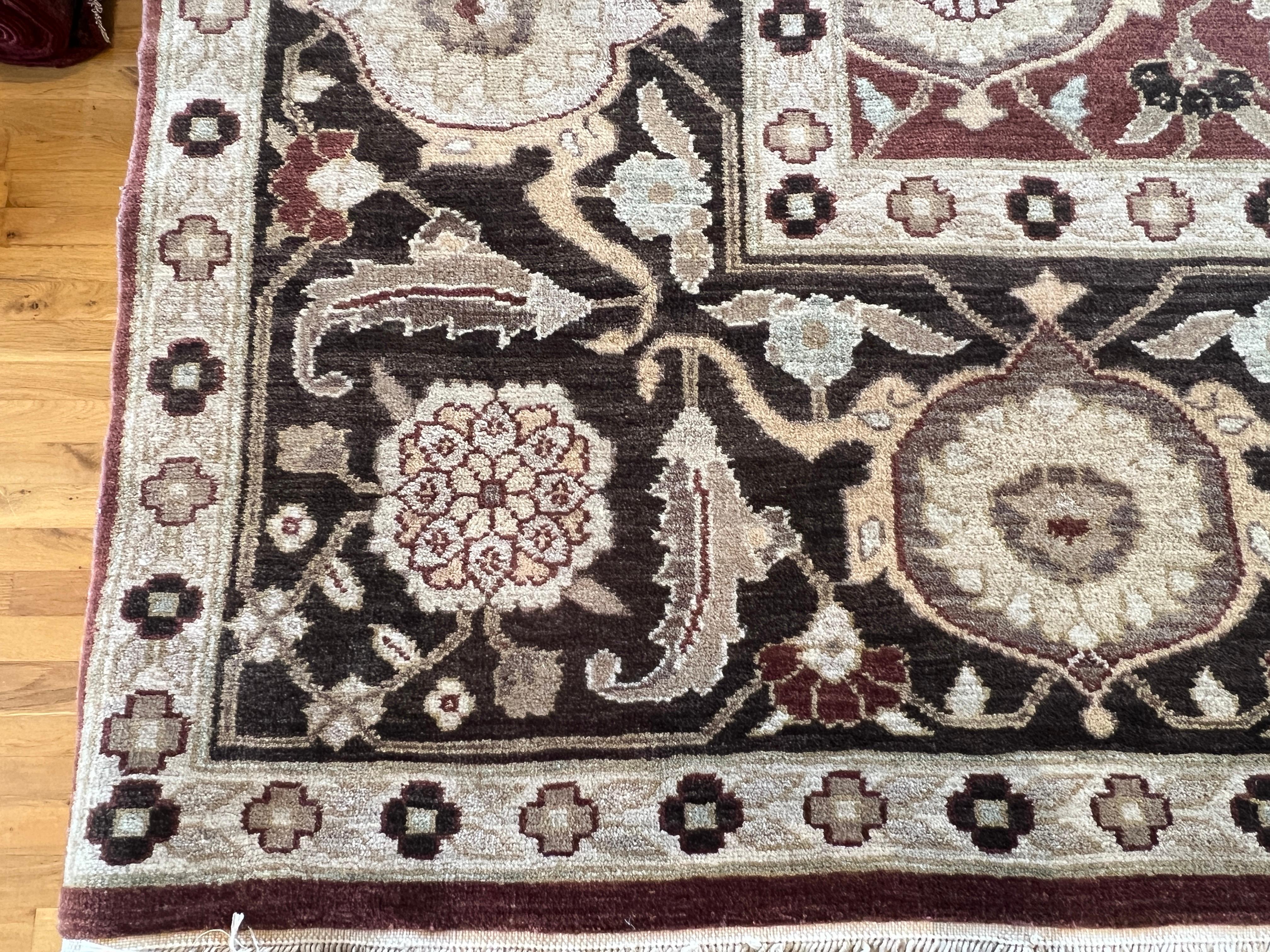 Tappeto floreale 9'x12' dal design persiano rosso e marrone in vendita 5