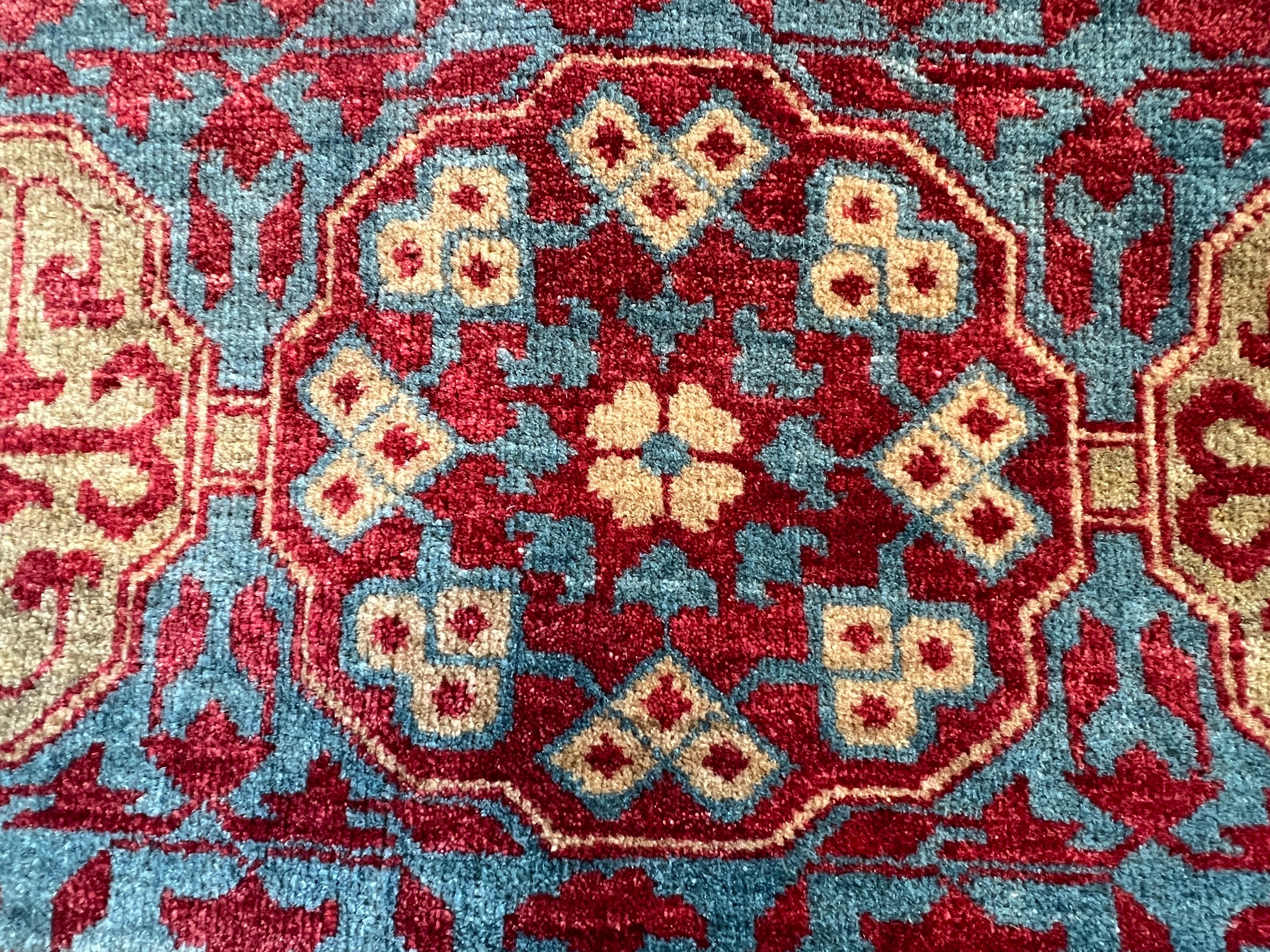 Pakistano Tappeto Persiano Design/One 9'x12' Rosso e Oro Floreale in vendita