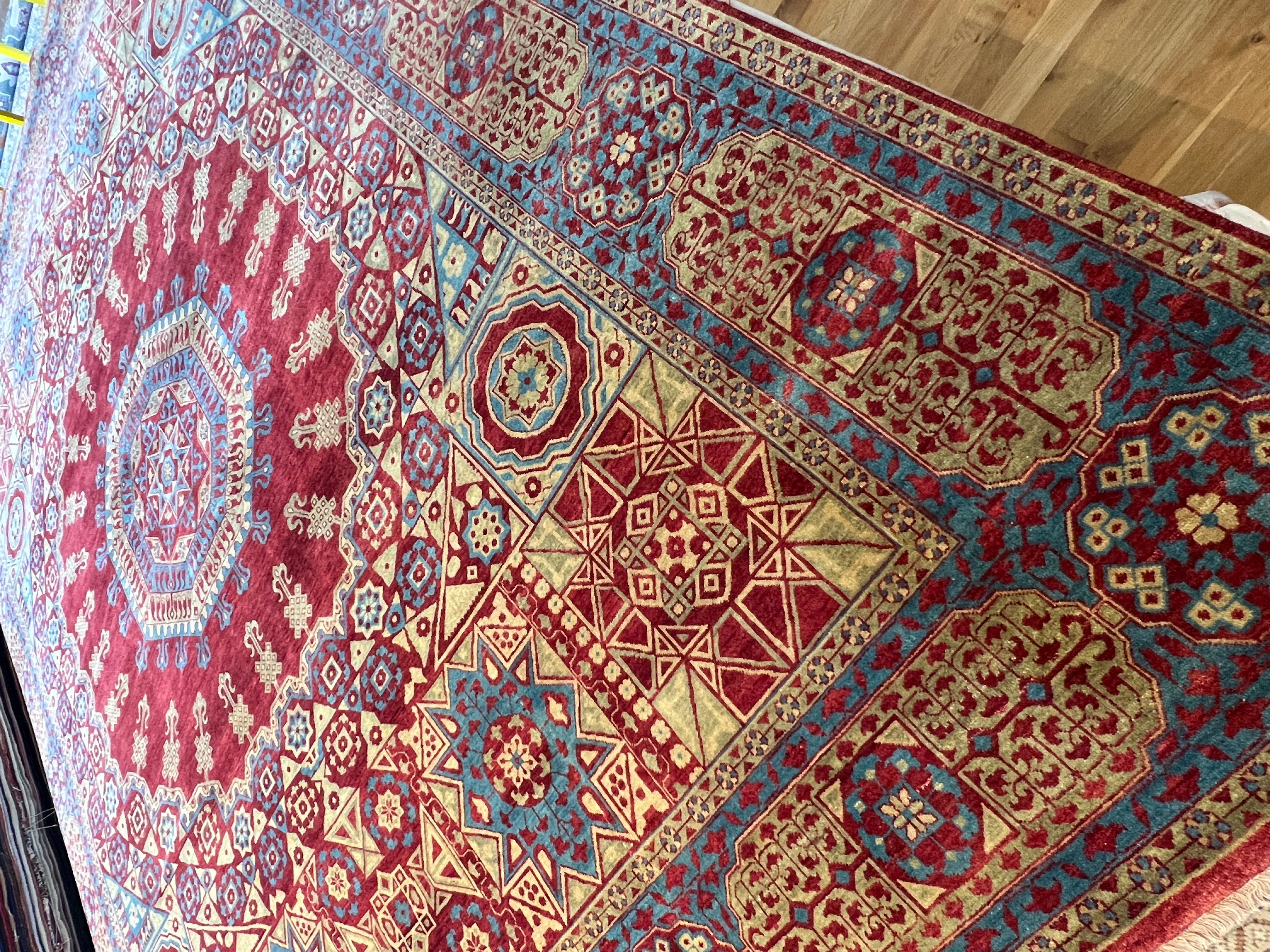 XXI secolo e contemporaneo Tappeto Persiano Design/One 9'x12' Rosso e Oro Floreale in vendita