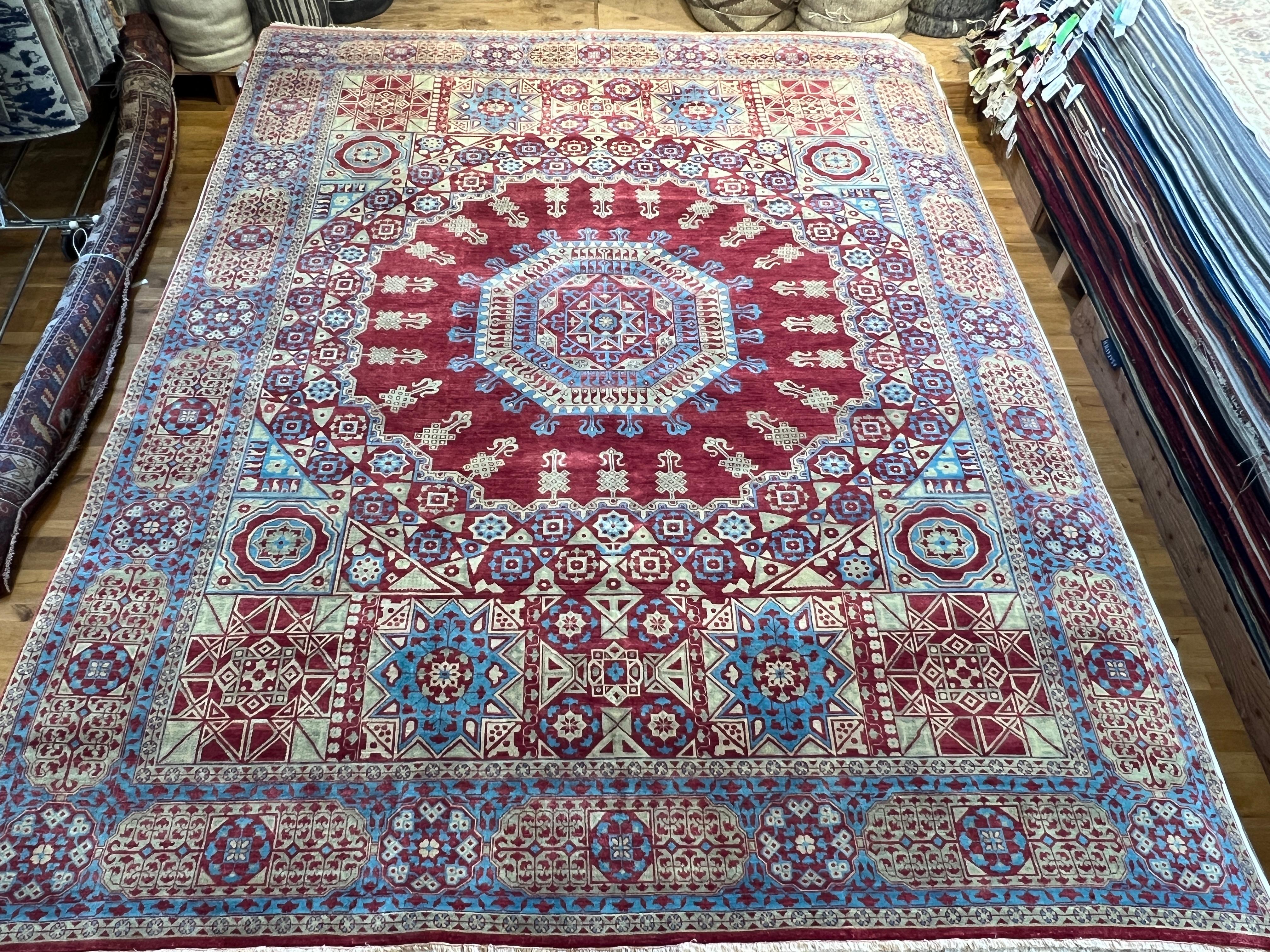 Tappeto Persiano Design/One 9'x12' Rosso e Oro Floreale in vendita 1